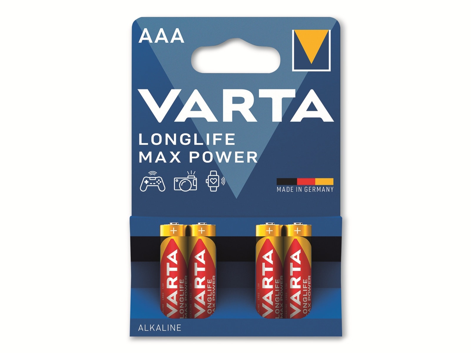 VARTA Batterie Alkaline, Micro, AAA, LR03, 1.5V, Longlife Max Power, 4 Stück VARTA Batterie Alkaline, Micro, AAA, LR03, 1.5V, Longlife Max Power, 4 Stück