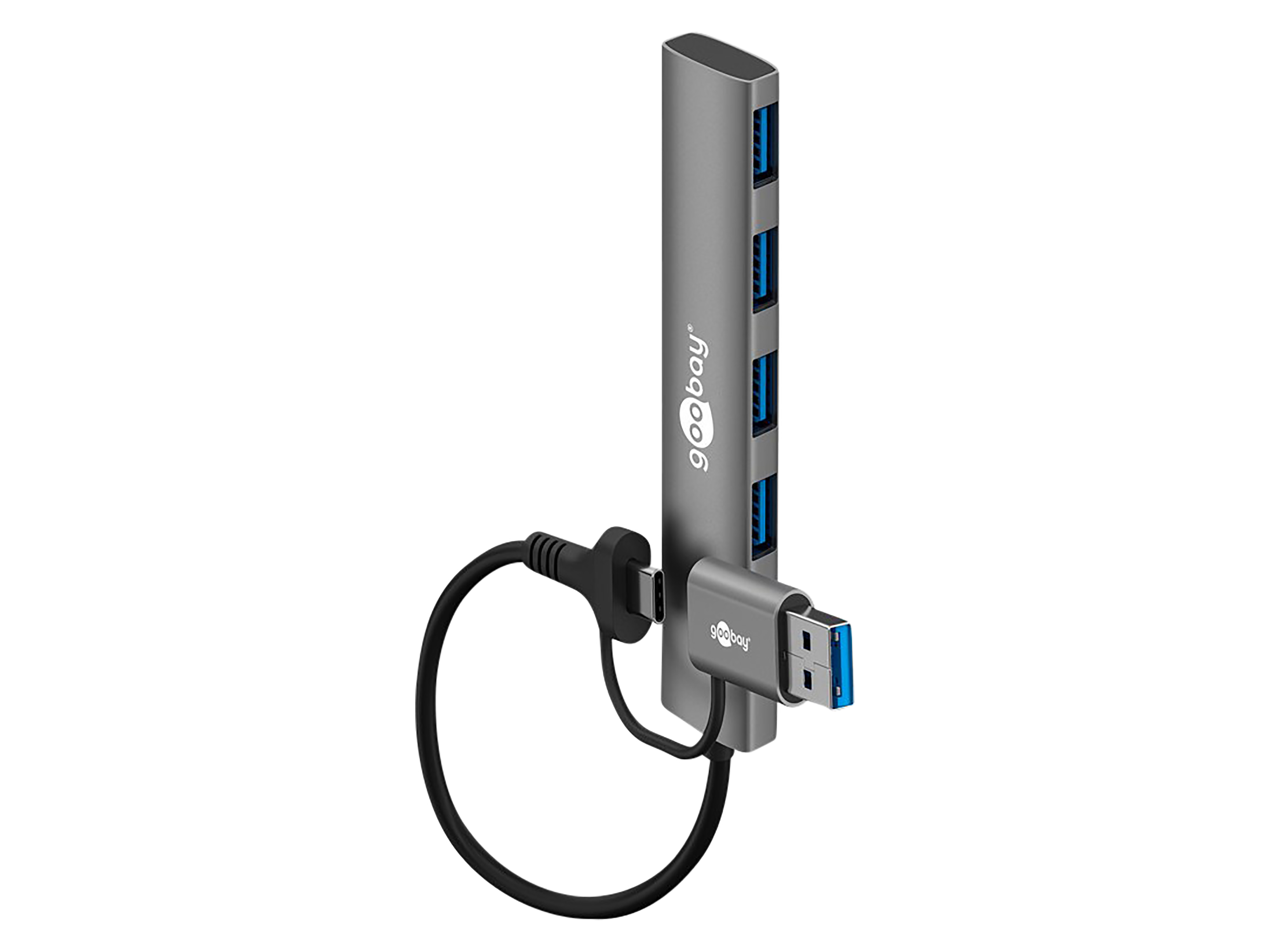 GOOBAY USB3.2 Hub 79149 Slim 4 Port USB-A/USB-C auf USB-A 5 Gbit/s GOOBAY USB3.2 Hub 79149 Slim 4 Port USB-A/USB-C auf USB-A 5 Gbit/s