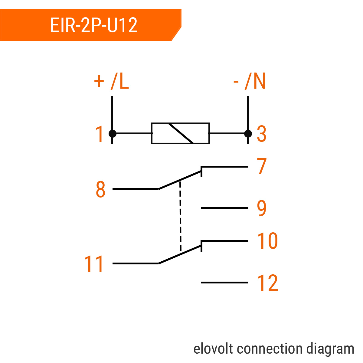 ELOVOLT Schaltrelais EIR-2P-U12, 2x 8 A, 12 V, 2 Wechsler