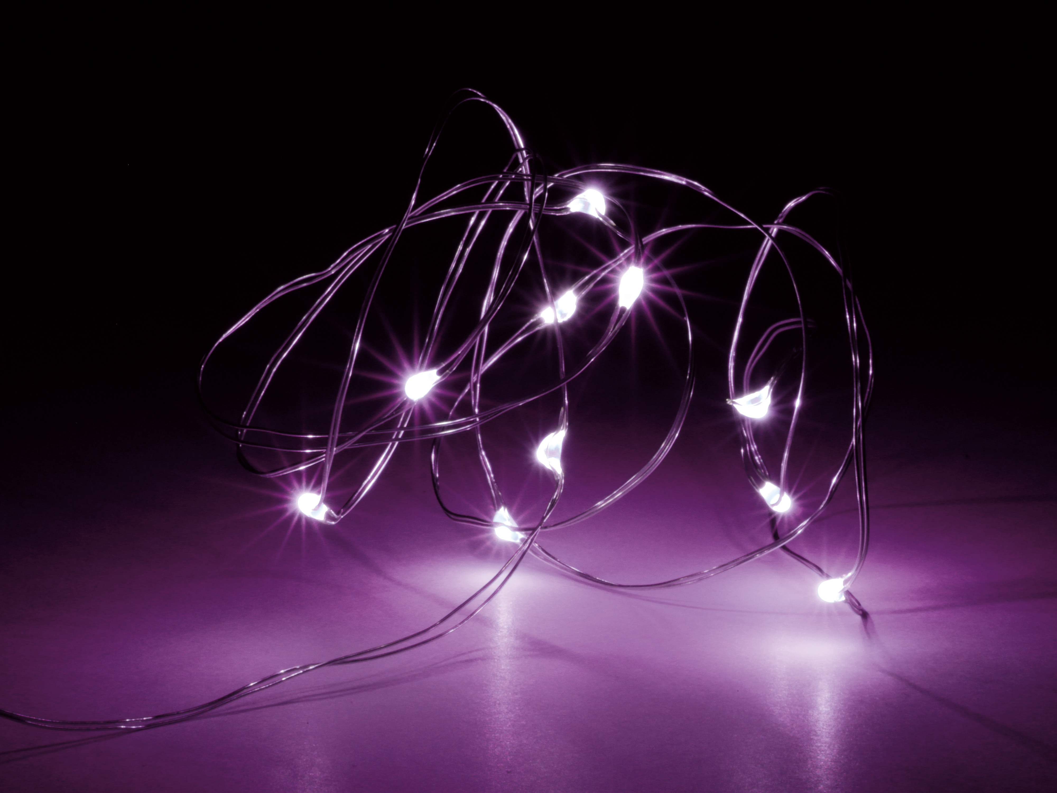 LED-Lichterkette, Silberdraht, 18 LEDs, pink, Batteriebetrieb, inkl. Batterien LED-Lichterkette, Silberdraht, 18 LEDs, pink