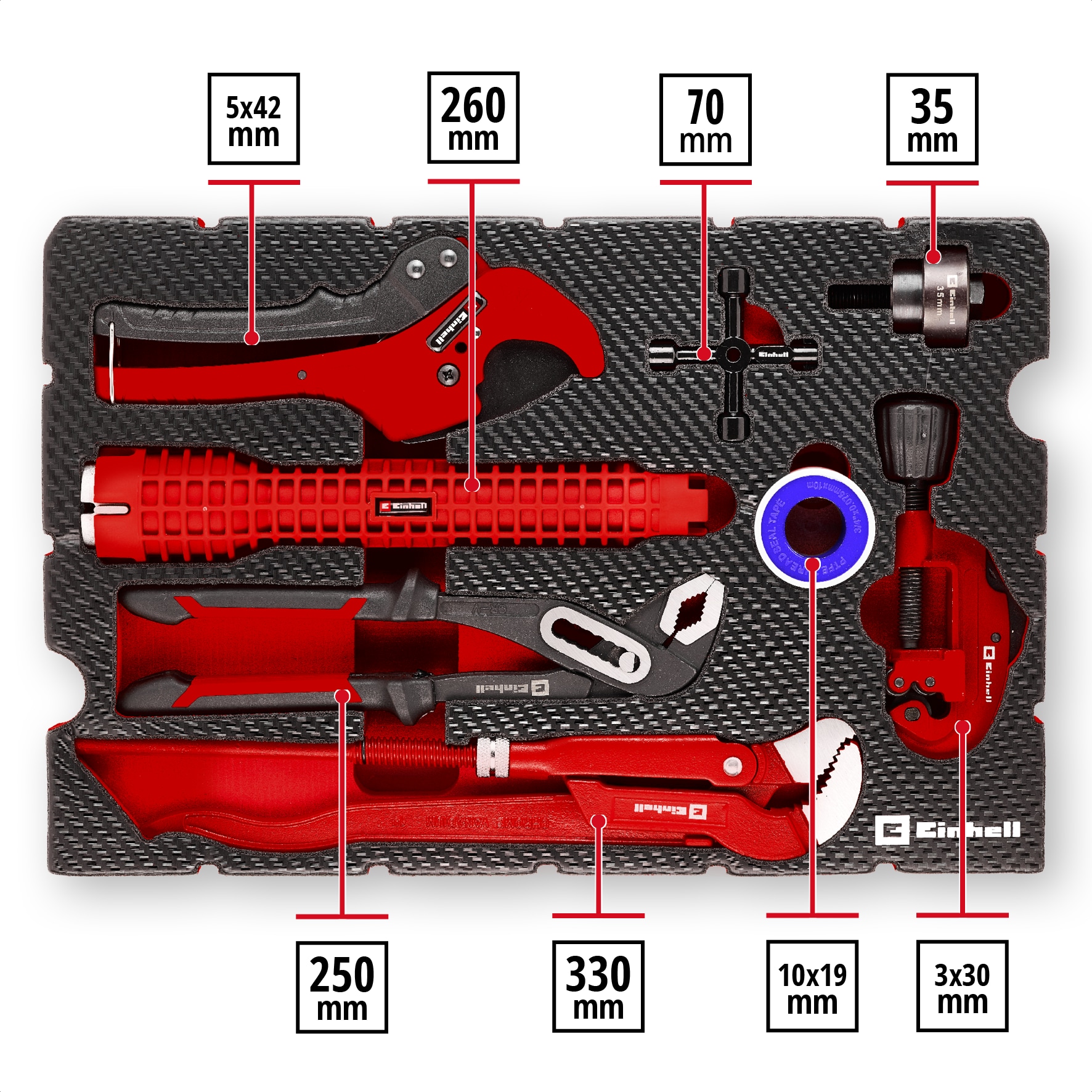 EINHELL E-Case-Einleger Sanitärinstallation Klempner-Set, 370527, 8-teilig EINHELL E-Case-Einleger Sanitärinstallation Klempner-Set, 370527, 8-teilig