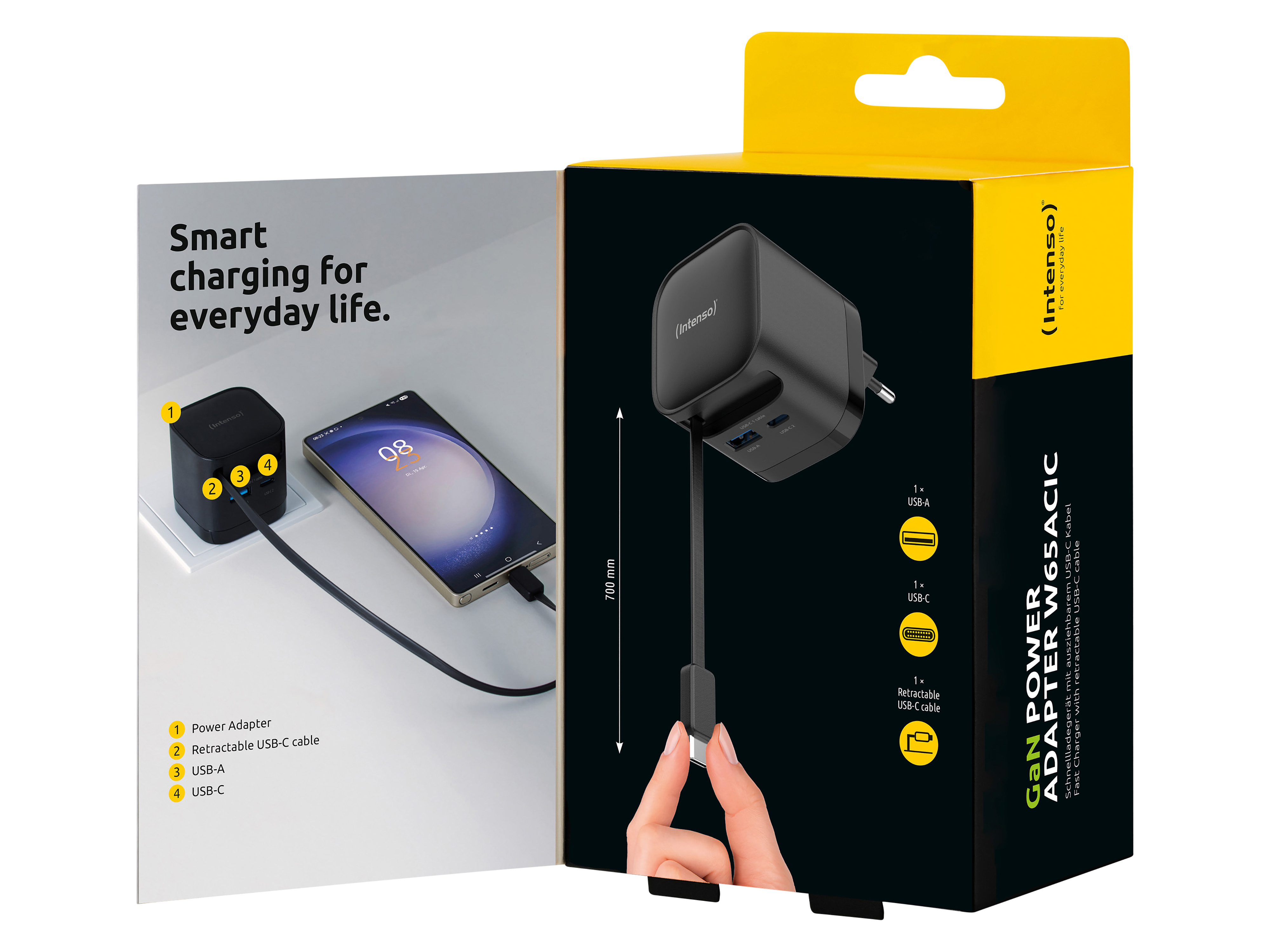 INTENSO Schnellladegerät 7806520, 65 W, Schwarz INTENSO Netzteil 7806520, 65 W, Schwarz