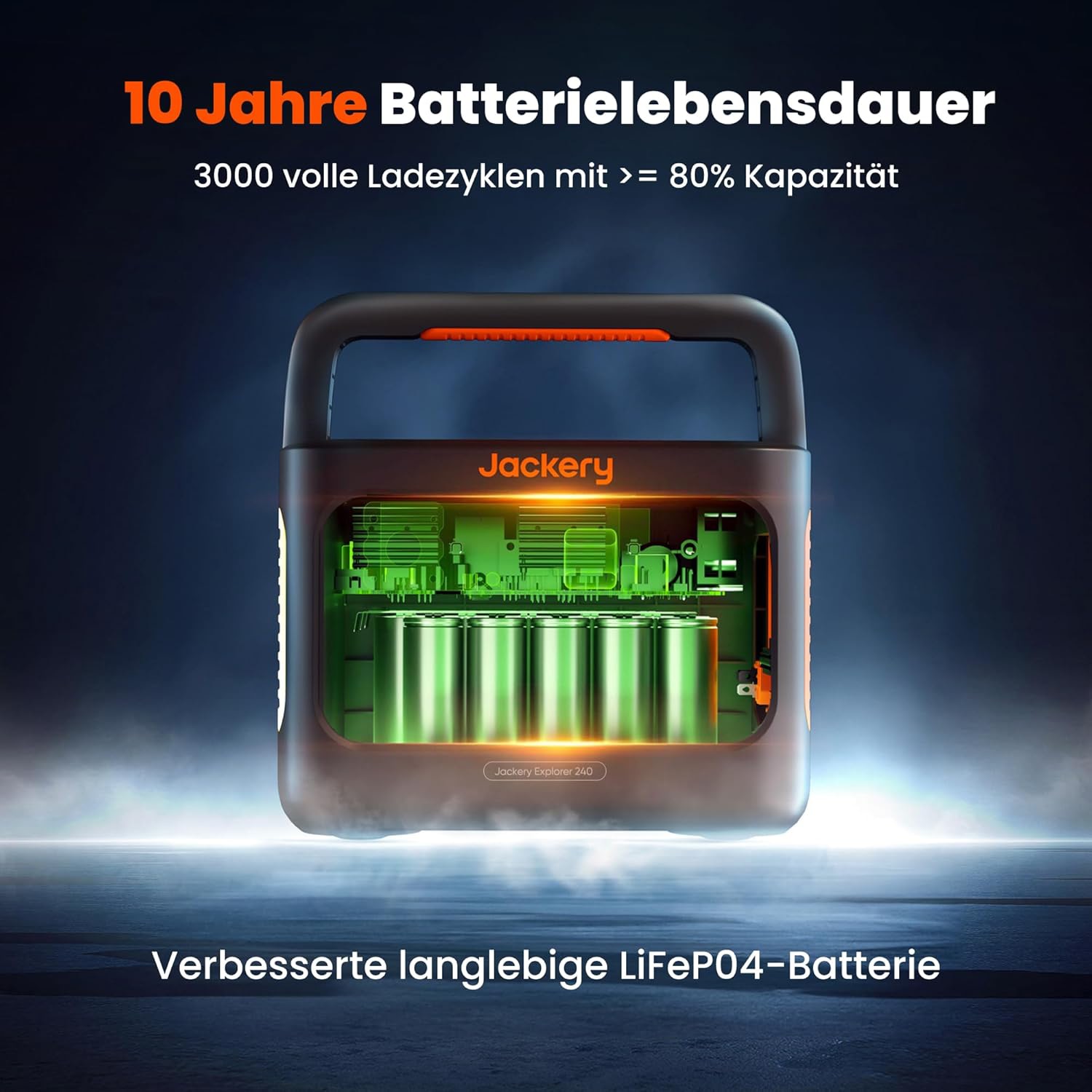 JACKERY Powerstation Explorer 240 V2, LiFePO4, 256 Wh, 300 W, 5-Port, USB-C PD 100 W, faltbarer Tragegriff JACKERY Powerstation Explorer 240 V2, LiFePO4, 256 Wh, 300 W, 5-Port, USB-C PD 100 W, faltbarer Tragegriff