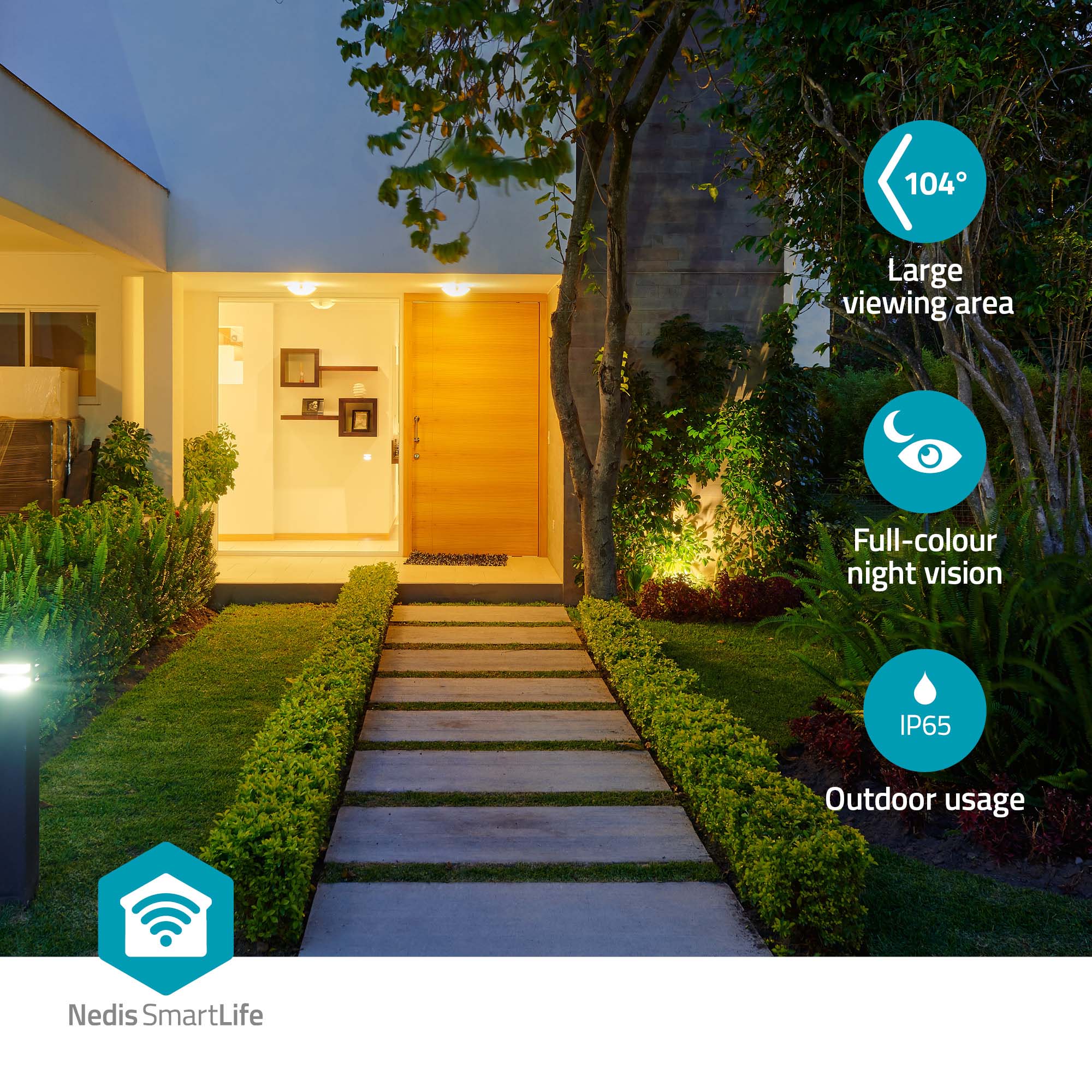 NEDIS Überwachungskamera SmartLife, WIFICO22CWT, Außen, Spotlight, weiß