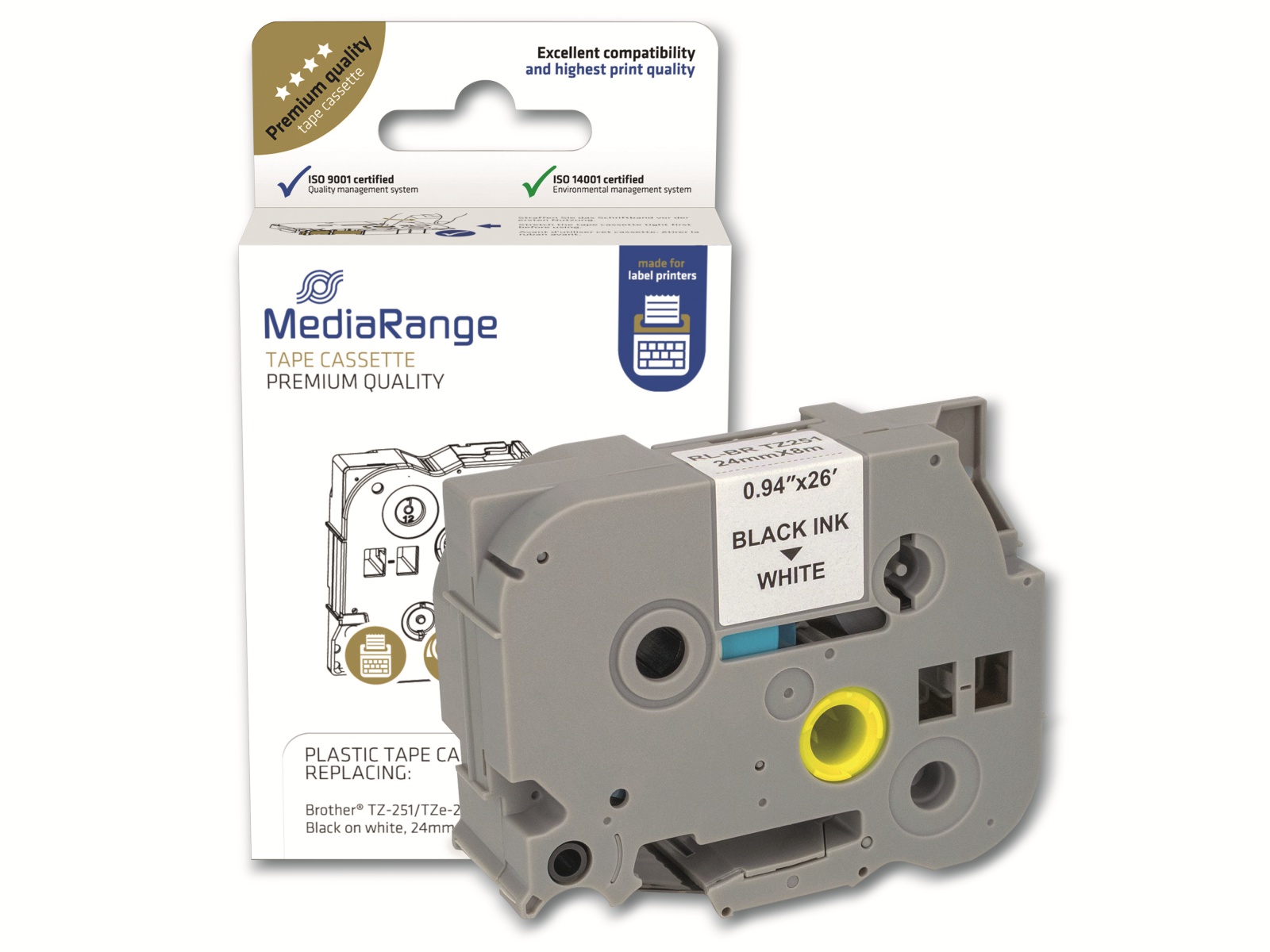 MEDIARANGE Schriftband MRBTZ251, ersetzt Brother TZ-251/TZe-251 MEDIARANGE Schriftband MRBTZ251, ersetzt Brother TZ-251/TZe-251