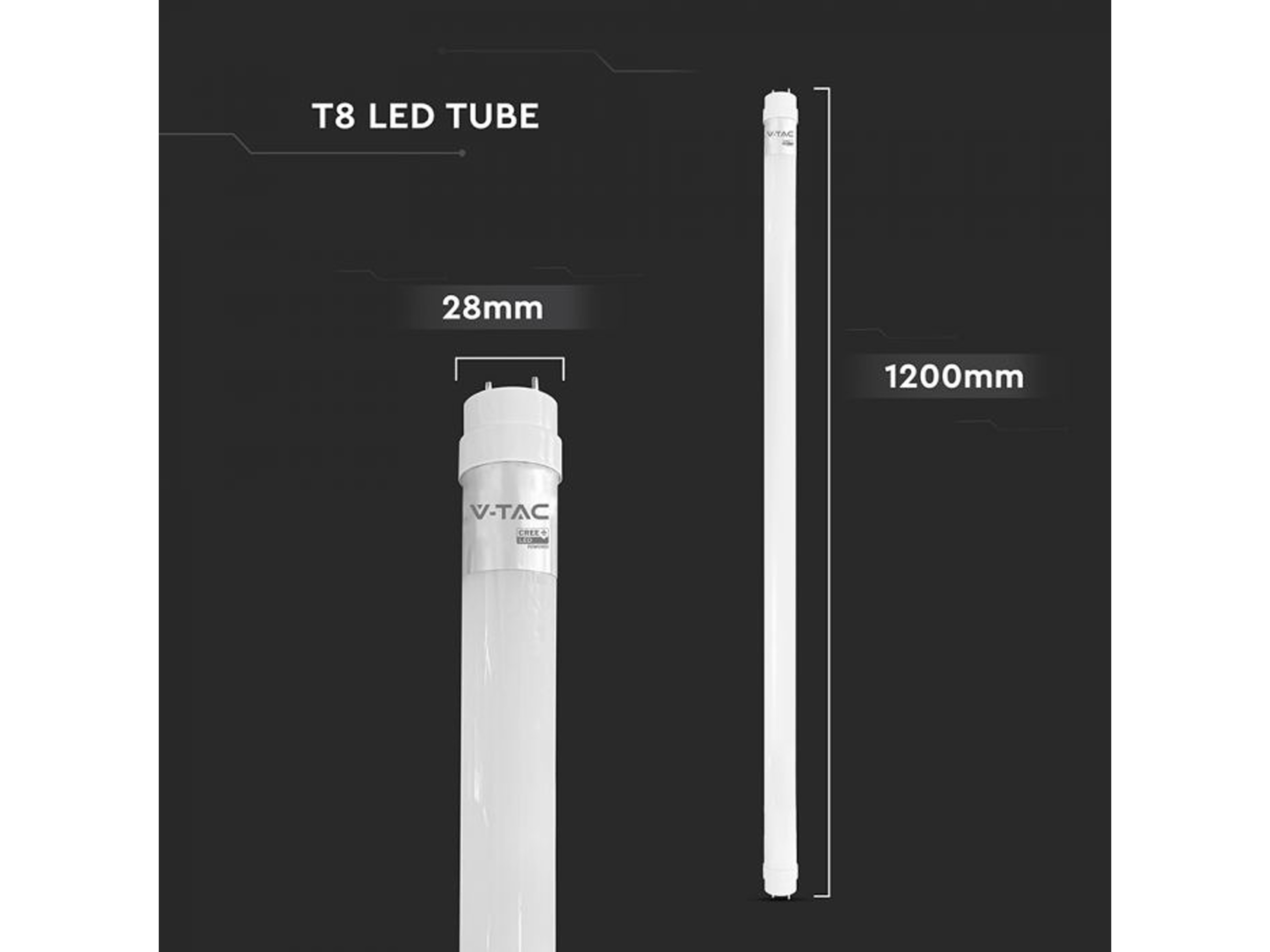 V-TAC LED-Röhre VT-121, 18W, 4000K, EEK: F, 1850lm, neutralweiß, IP20, 120 cm