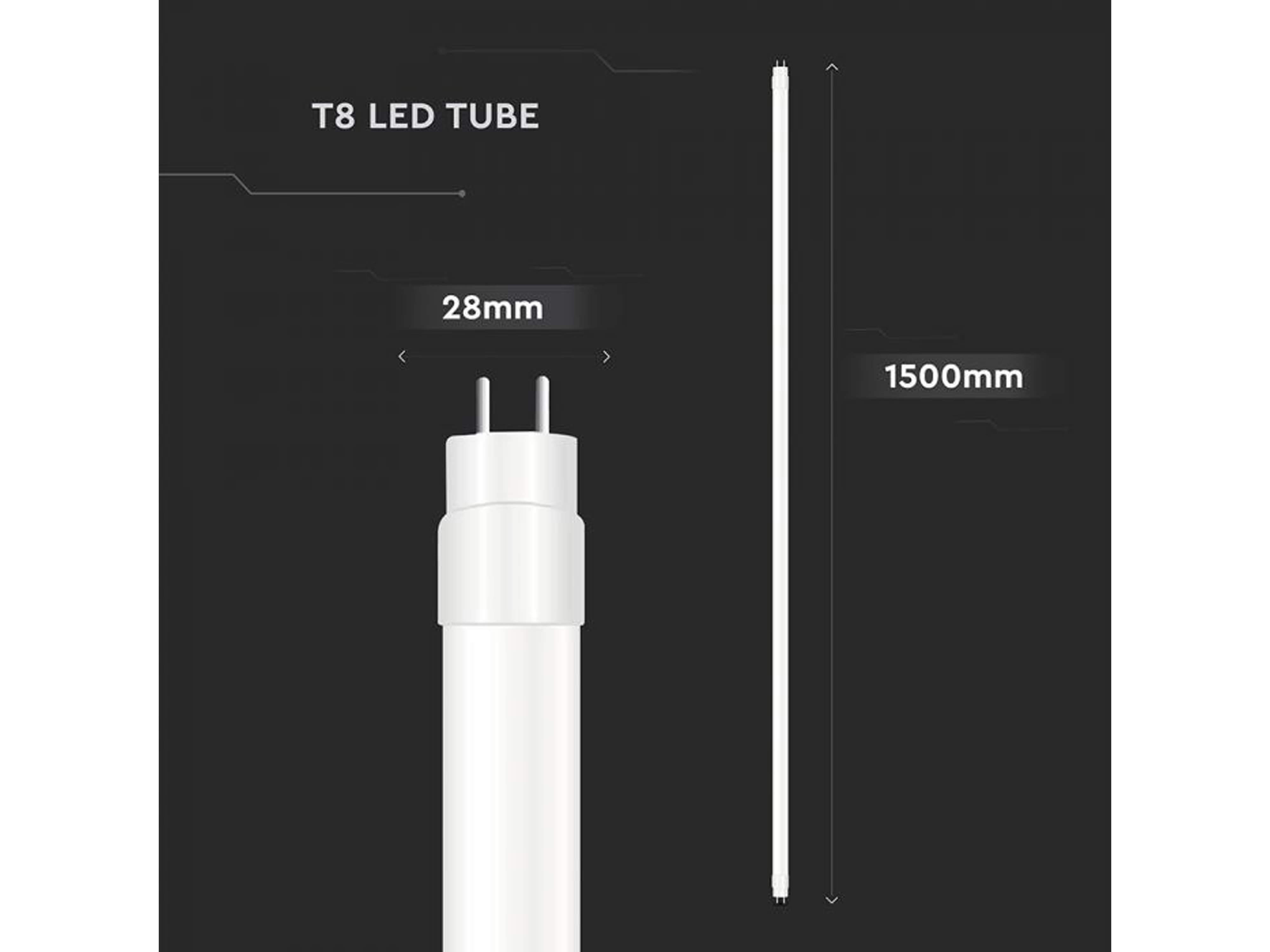V-TAC LED-Röhre VT-151, 20W, 4000K, EEK: F, 2100lm, neutralweiß, IP20, 150 cm V-TAC LED-Röhre VT-151, 20W, 4000K, EEK: F, 2100lm, neutralweiß, IP20, 150 cm