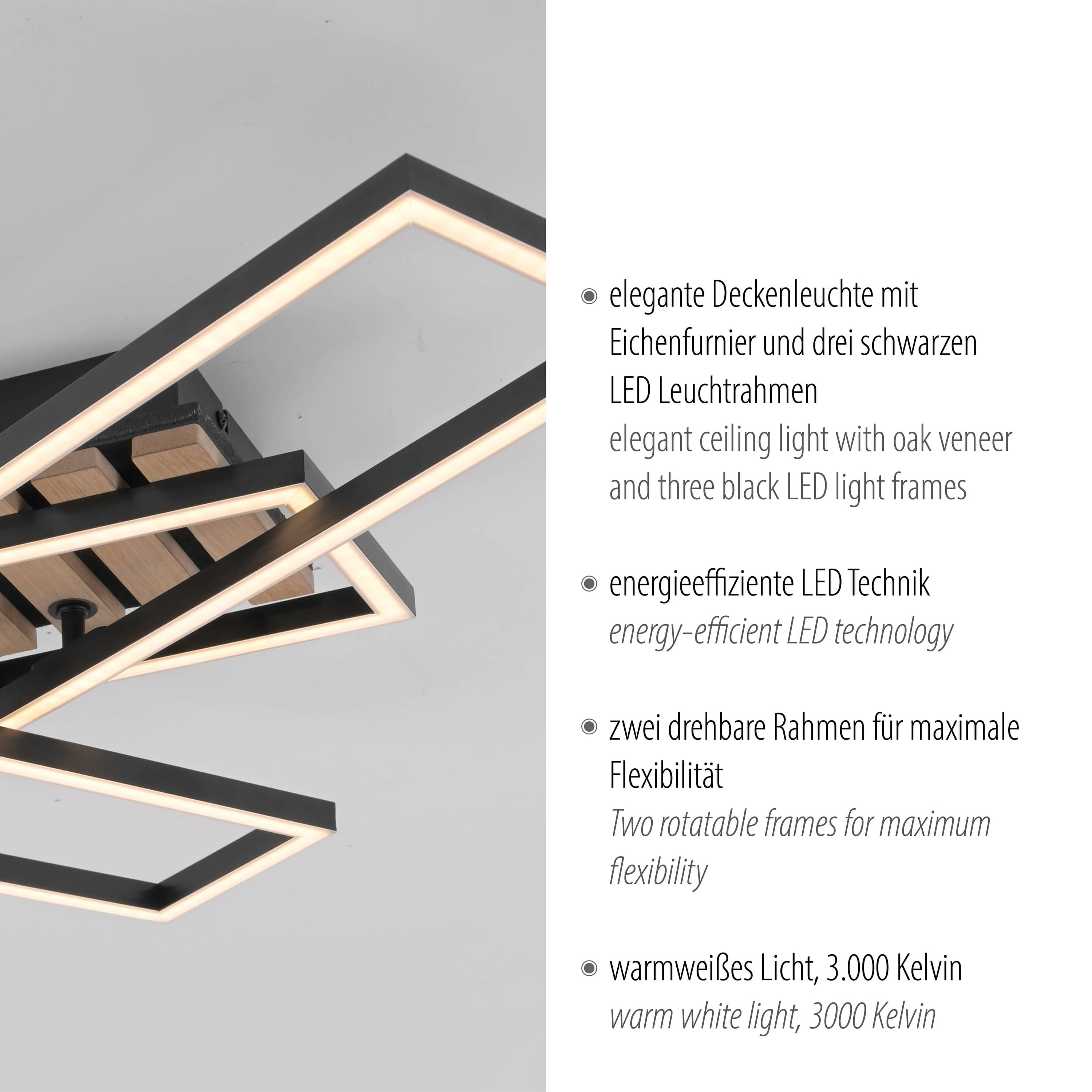 JUST LIGHT LED-Deckenleuchte 14051-79, 20,50W, 3000K, 3000lm, warmeiß, IP20, Holz/schwarz JUST LIGHT LED-Deckenleuchte 14051-79, 20,50W, 3000K, 3000lm, warmeiß, IP20, Holz/schwarz
