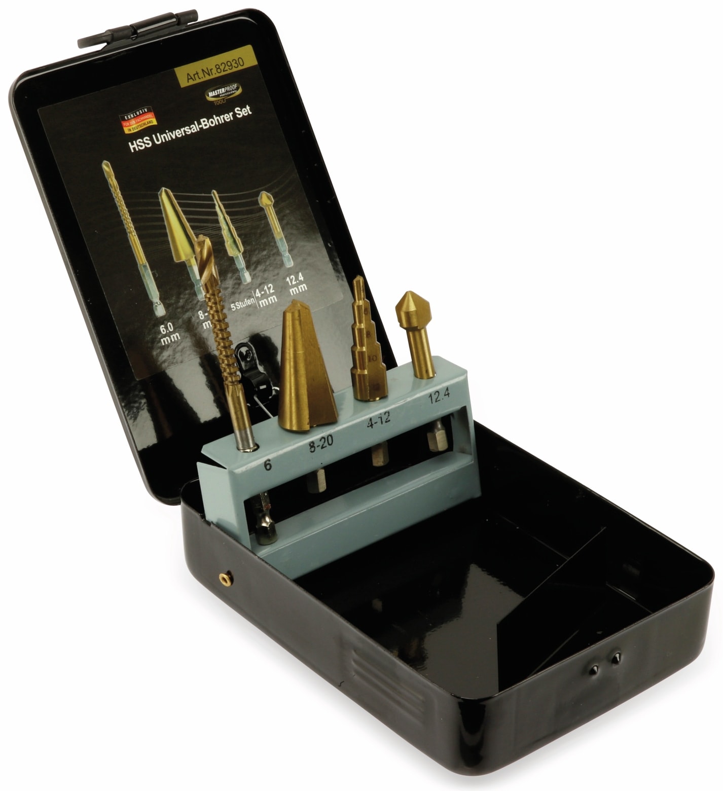 MASTERPROOF Multifunktions-Bohrer Satz 4 teilig, in Metallbox MASTERPROOF Multifunktions-Bohrer Satz 4 teilig, in Metallbox