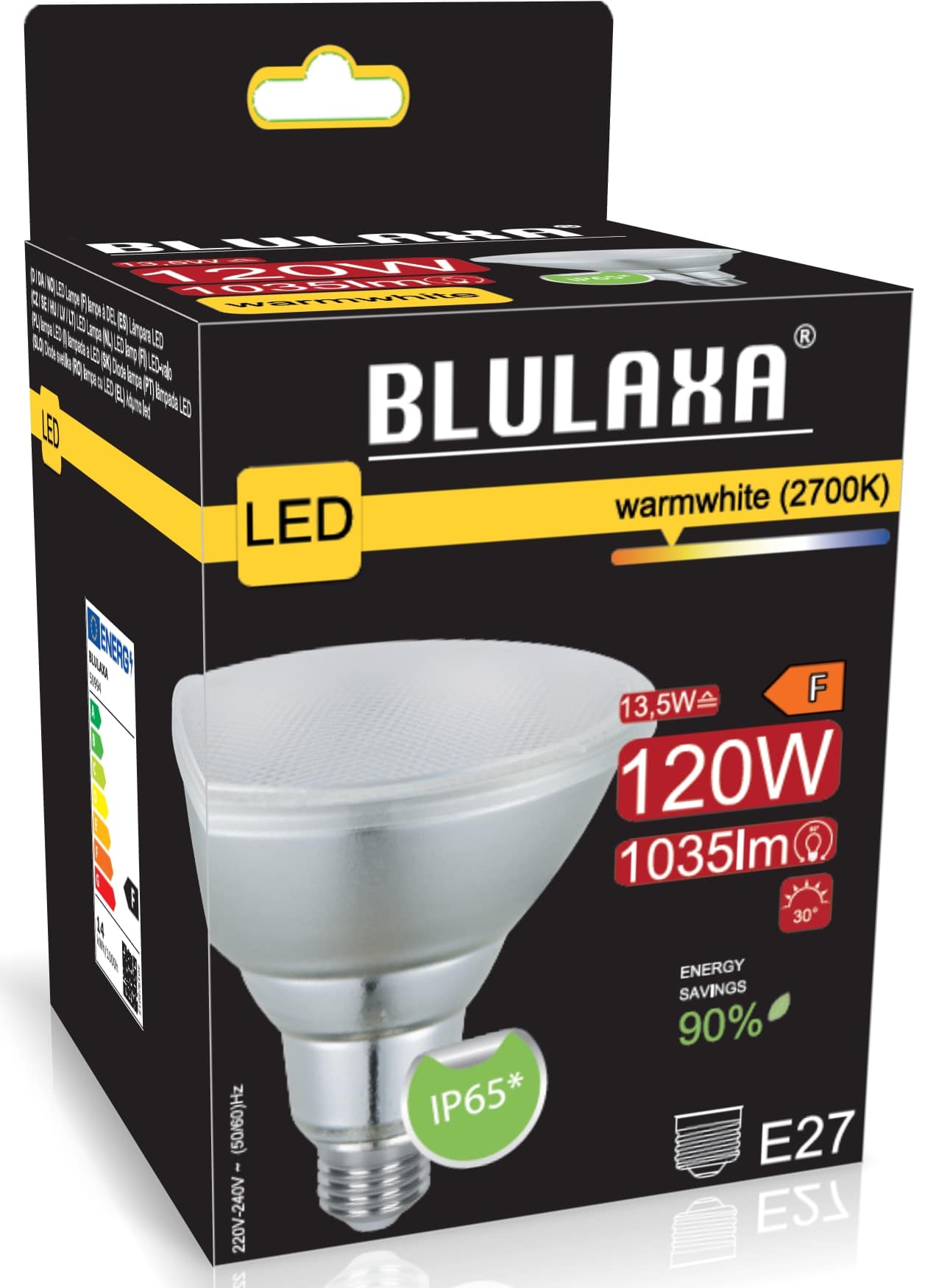 BLULAXA LED-SMD-Lampe PAR38, E27, 13,5 W, 2700 K, EEK: F, 1035 lm, warmweiß, IP65 BLULAXA LED-SMD-Lampe PAR38, E27, 13,5 W, 2700 K, EEK: F, 1035 lm, warmweiß, IP65