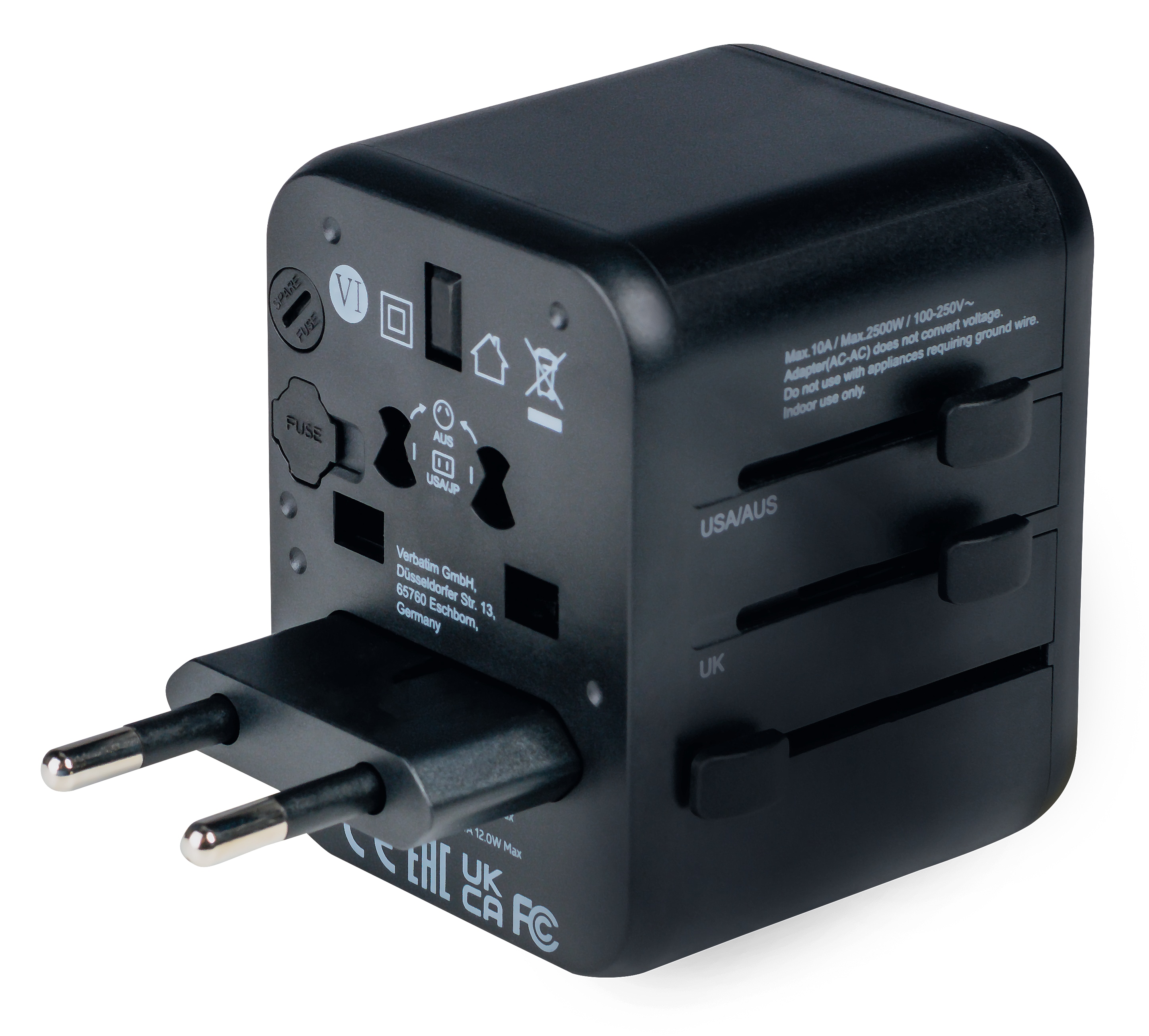 VERBATIM Universal-Reise-Adapter UTA-01, 1x Stromstecker, 2x USB-A VERBATIM Universal-Reise-Adapter UTA-01, 1x Stromstecker, 2x USB-A