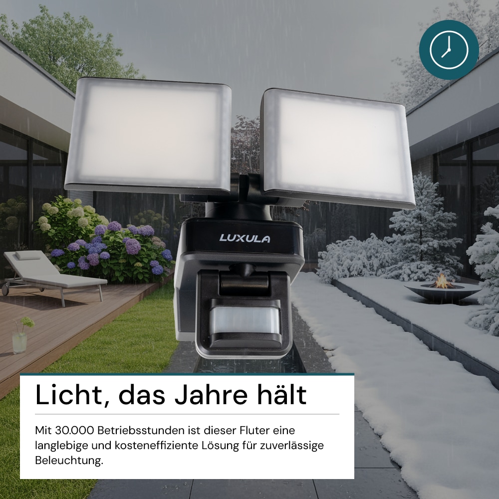 LUXULA LED-Fluter LX400192, mit BM, 2-köpfig, 2x 15 W, 3200 lm, 4000 K