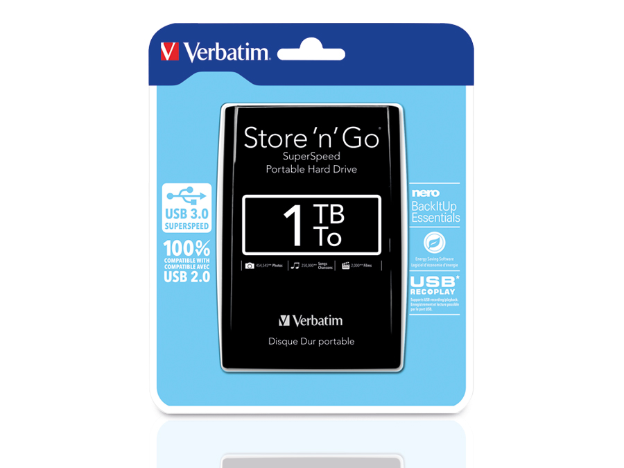 VERBATIM USB 3.0-HDD Store 'n' Go, 1 TB, schwarz VERBATIM USB 3.0-HDD Store 'n' Go, 1 TB, schwarz