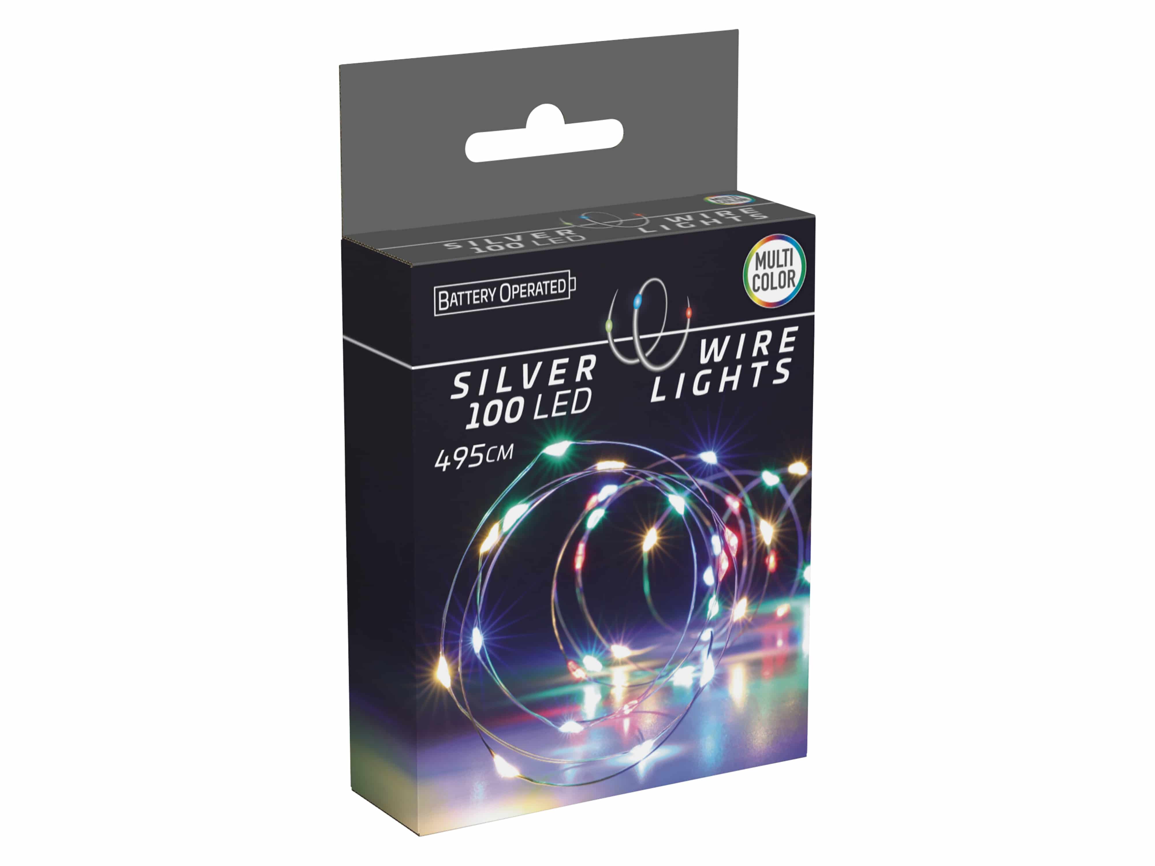 LED-Lichterkette, Silberdraht, 100 LEDs, bunt