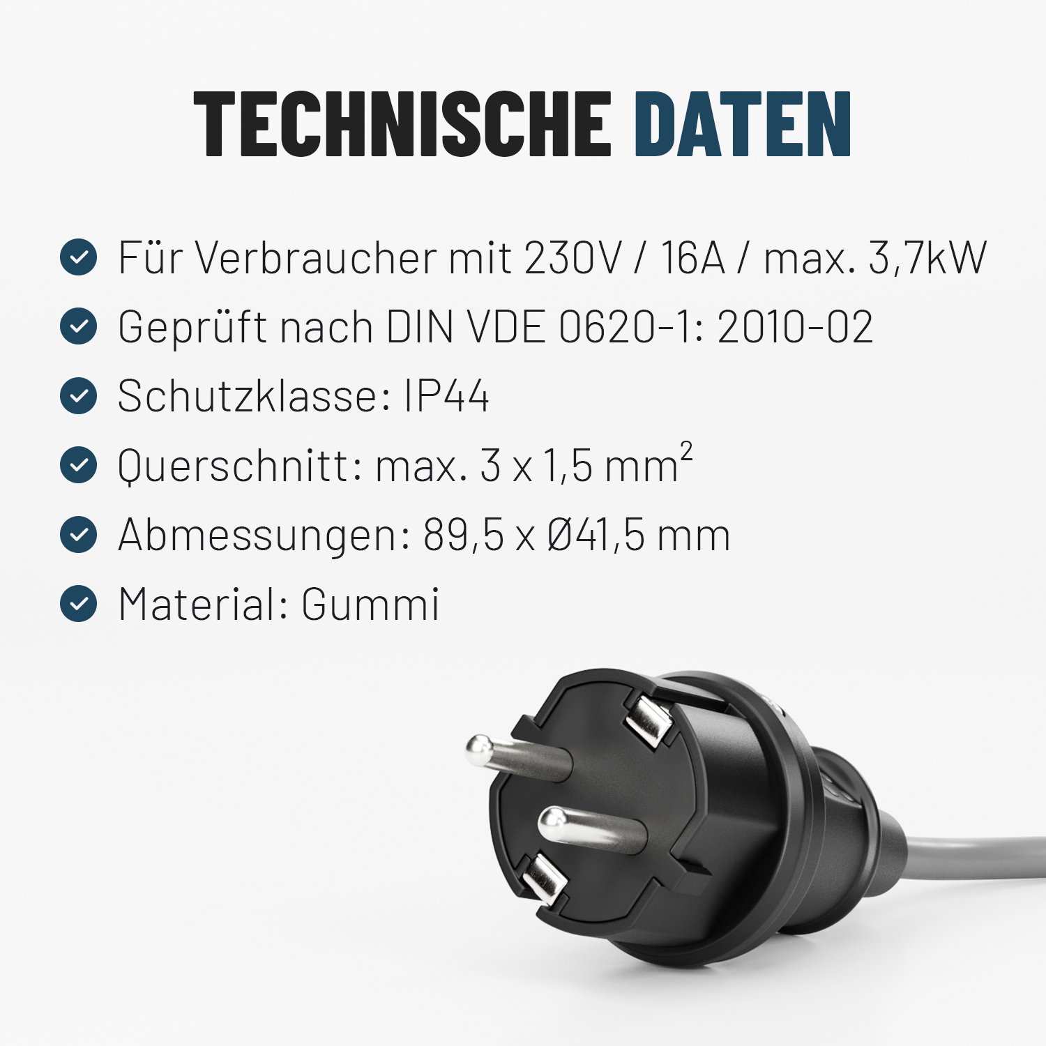 ABSINA Schutzkontaktstecker, schwarz, 6 Stück ABSINA Schutzkontaktstecker, schwarz, 6 Stück