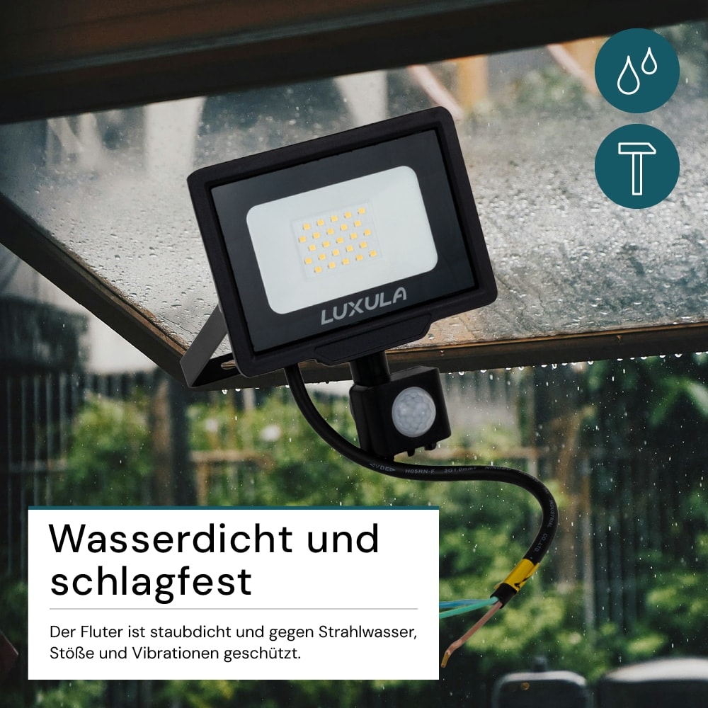 LUXULA LED-Fluter mit Bewegungsmelder, EEK: F, 20W, 2000lm, 3000K, schwarz LUXULA LED-Fluter mit Bewegungsmelder, EEK: F, 20W, 2000lm, 3000K, schwarz