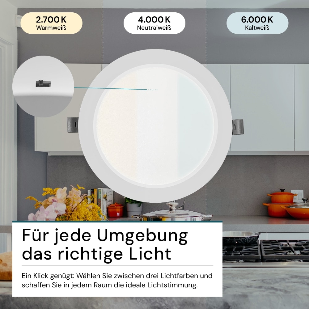 LUXULA LED-Einbauleuchte, 18W, EEK: F, 1800lm, CCT, IP44, weiß LUXULA LED-Einbauleuchte, 18W, EEK: F, 1800lm, CCT, IP44, weiß