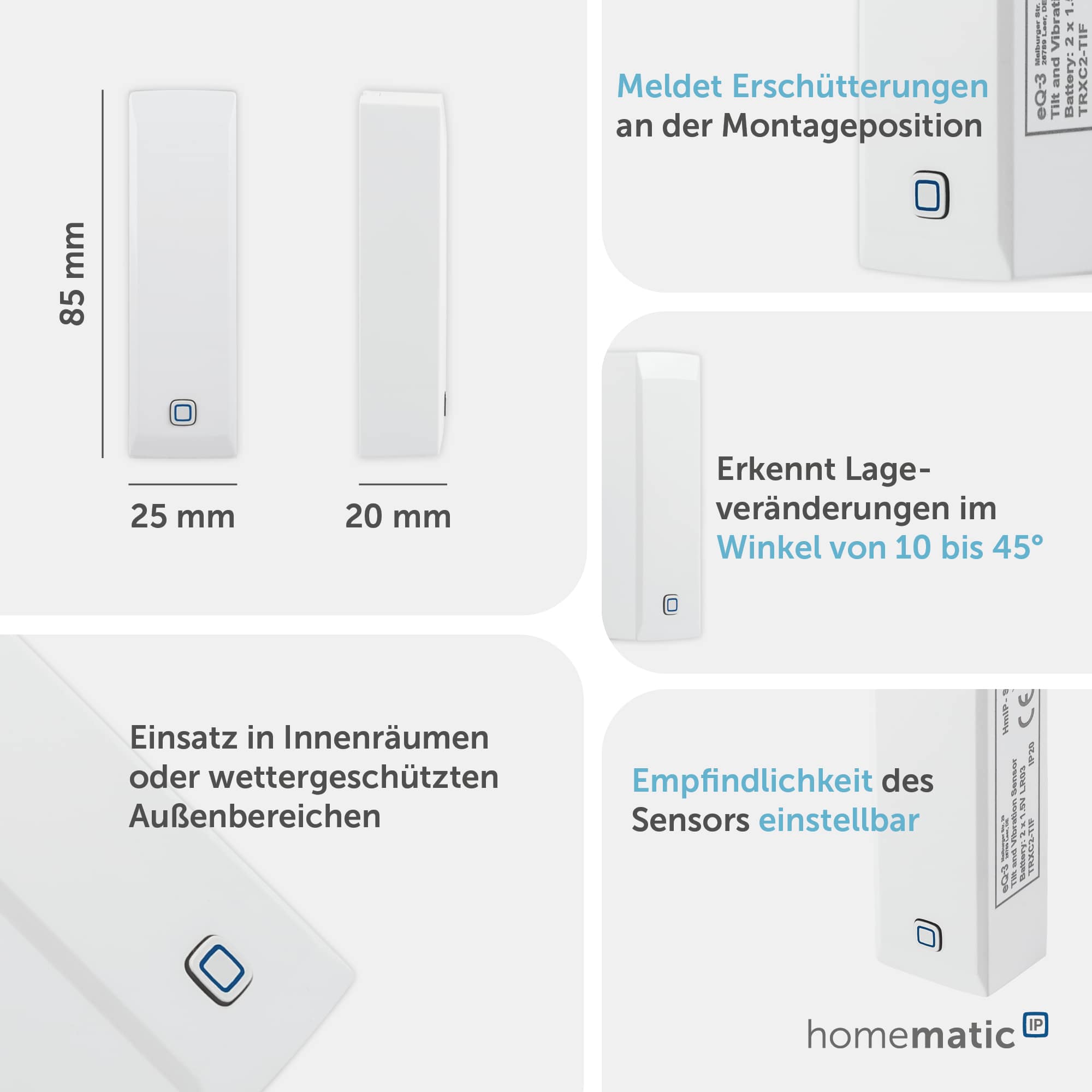 HOMEMATIC IP 151979A0, Neigungs- und Erschütterungssensor HOMEMATIC IP 151979A0, Neigungs- und Erschütterungssensor