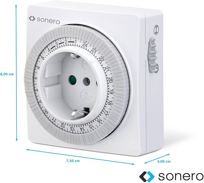 SONERO Zeitschaltuhr X-MOT-10, mechanisch, IP20, 350 Watt, weiß Zeitschaltuhr SONERO X-MOT-10, mechanisch, IP20, 350 Watt, weiß