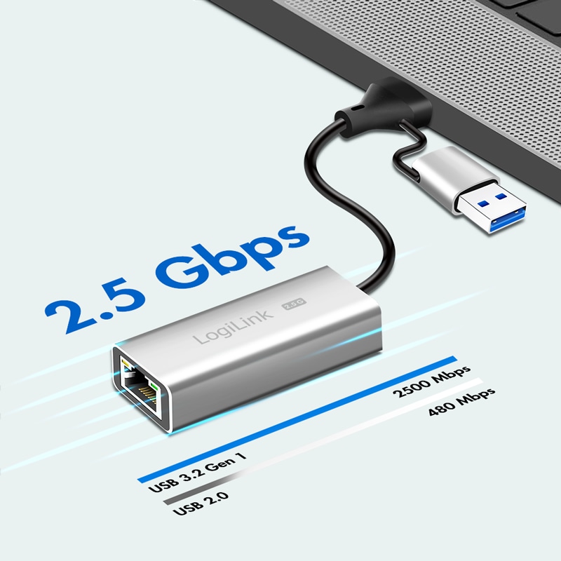 LOGILINK Netzwerkadapter UA0422 USB-A/-C 2,5G LOGILINK Netzwerkadapter UA0422 USB-A/-C 2,5G