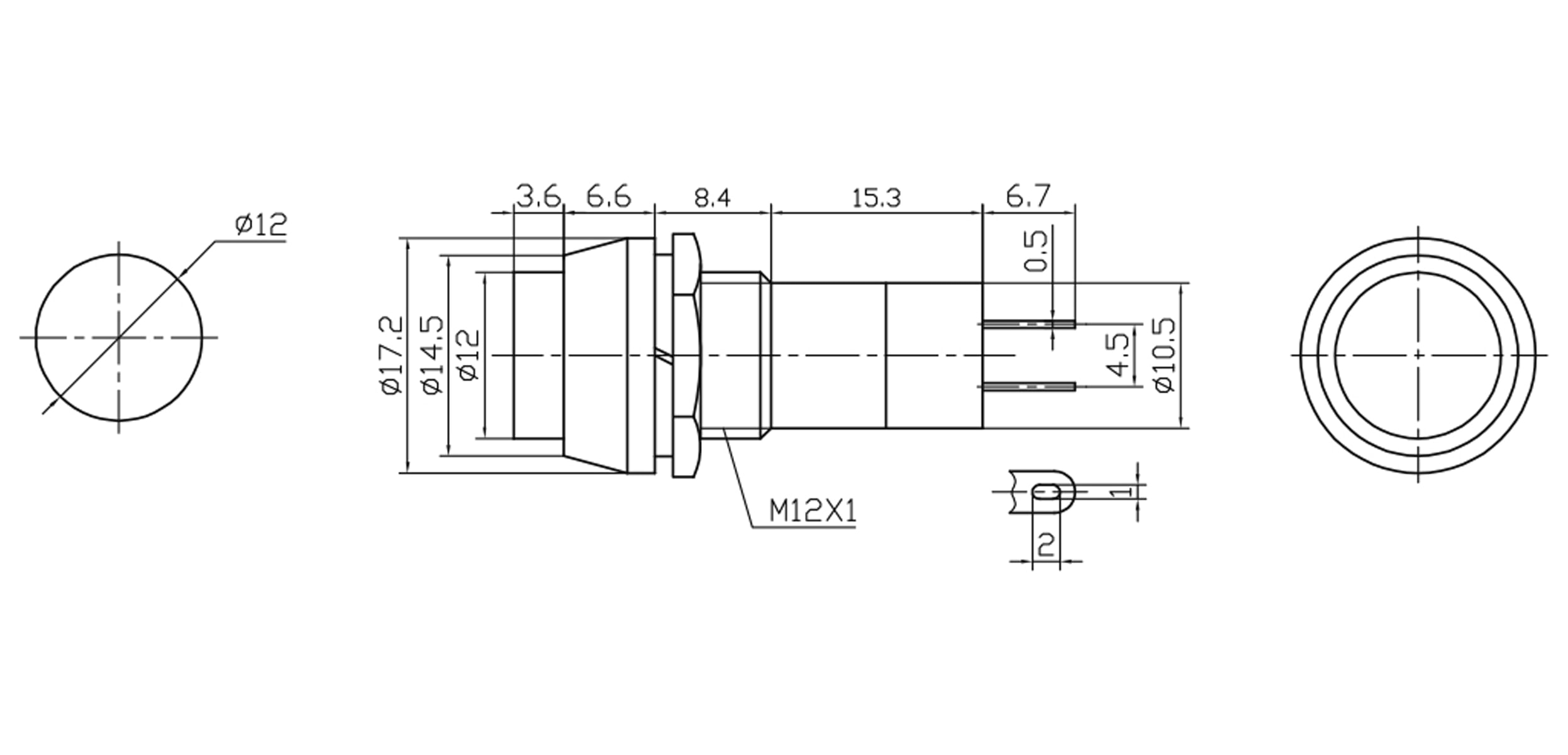 Einbau-Drucktaster PBS-11B, rund, Schließer, schwarz Einbau-Drucktaster PBS-11B, rund, Schließer, schwarz