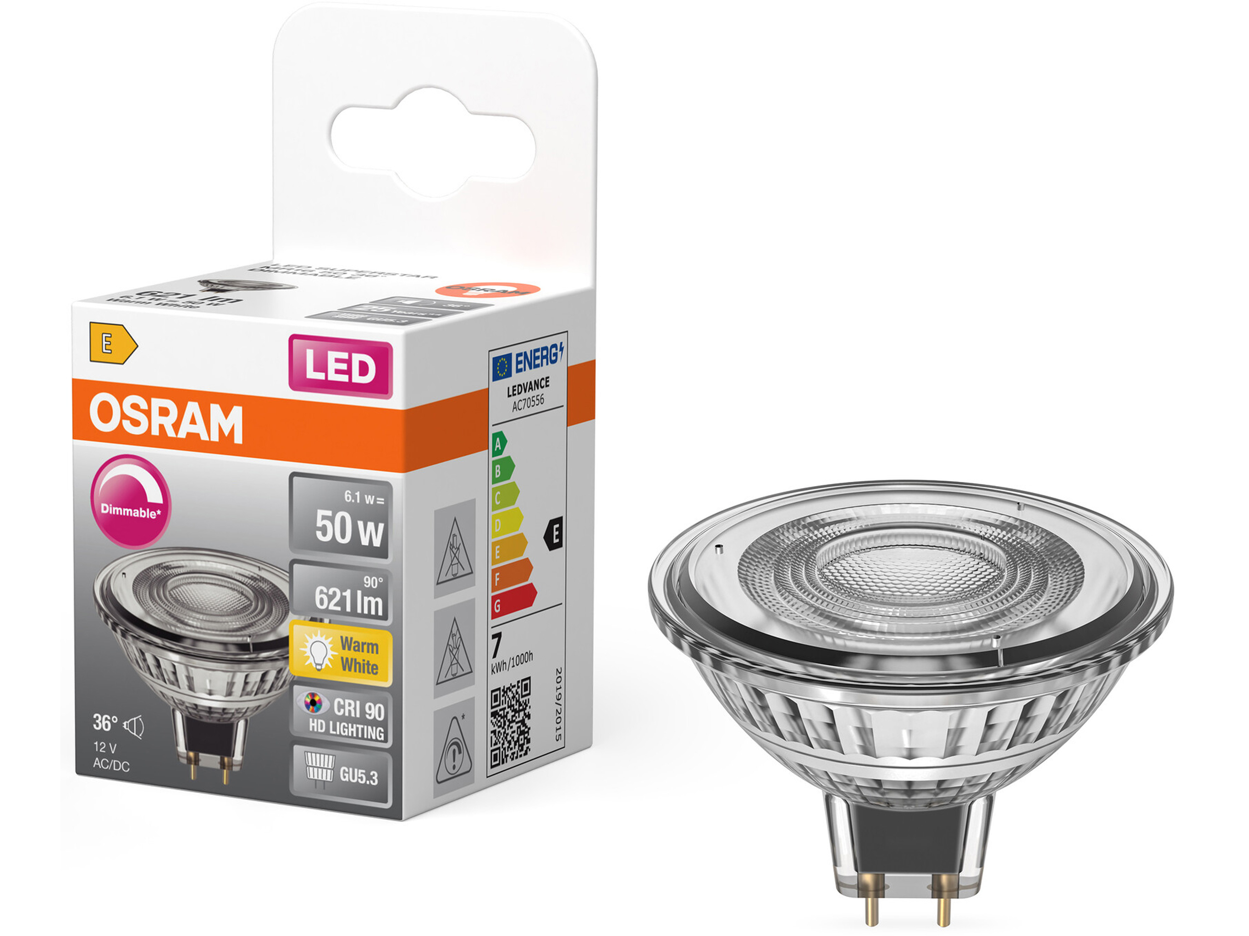 OSRAM LED-Lampe SUPERSTAR, dimmbar, GU5.3, 6,1W, 2700K, EEK: E, 621lm, IP20, warmweiß OSRAM LED-Lampe SUPERSTAR, dimmbar, GU5.3, 6,1W, 2700K, EEK: E, 621lm, IP20, warmweiß