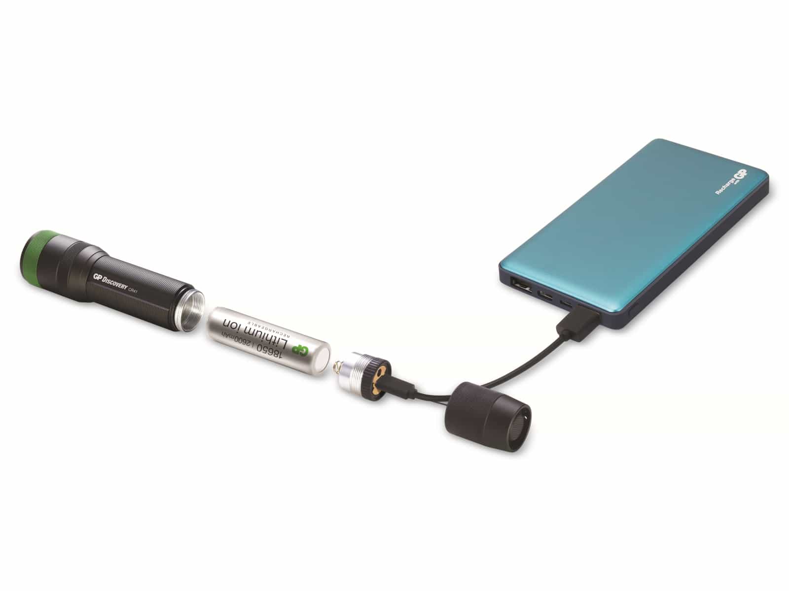 GP LED-Taschenlampe Discovery CR41, 650lm, USB wiederaufladbar GP LED-Taschenlampe Discovery CR41, 650lm, USB wiederaufladbar