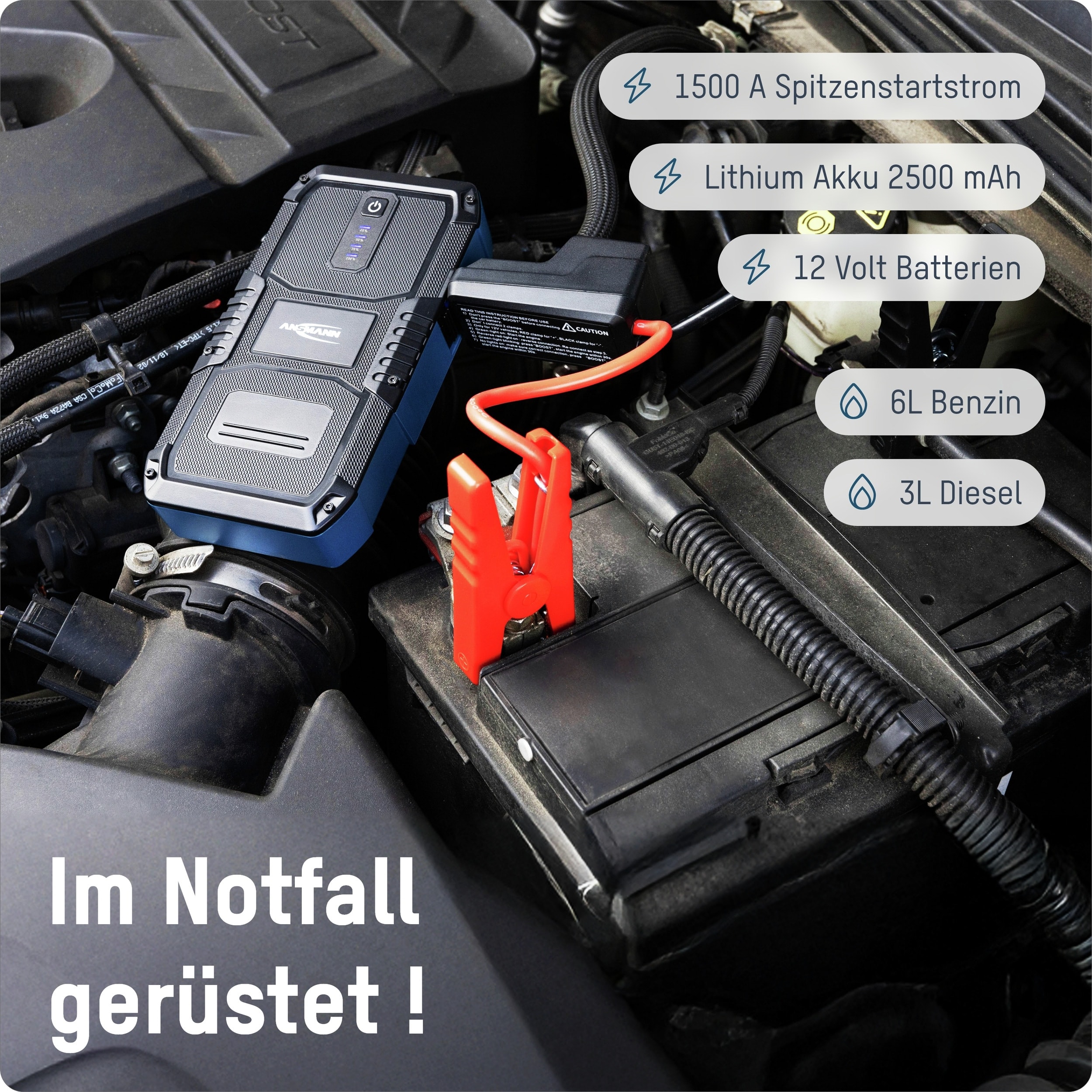 ANSMANN Jump Starter, 10.0, Powerbank, Starthilfe, 1900-0129, 12 V-, 1500 A ANSMANN Jump Starter, 10.0, Powerbank, Starthilfe, 1900-0129, 12 V-, 1500 A