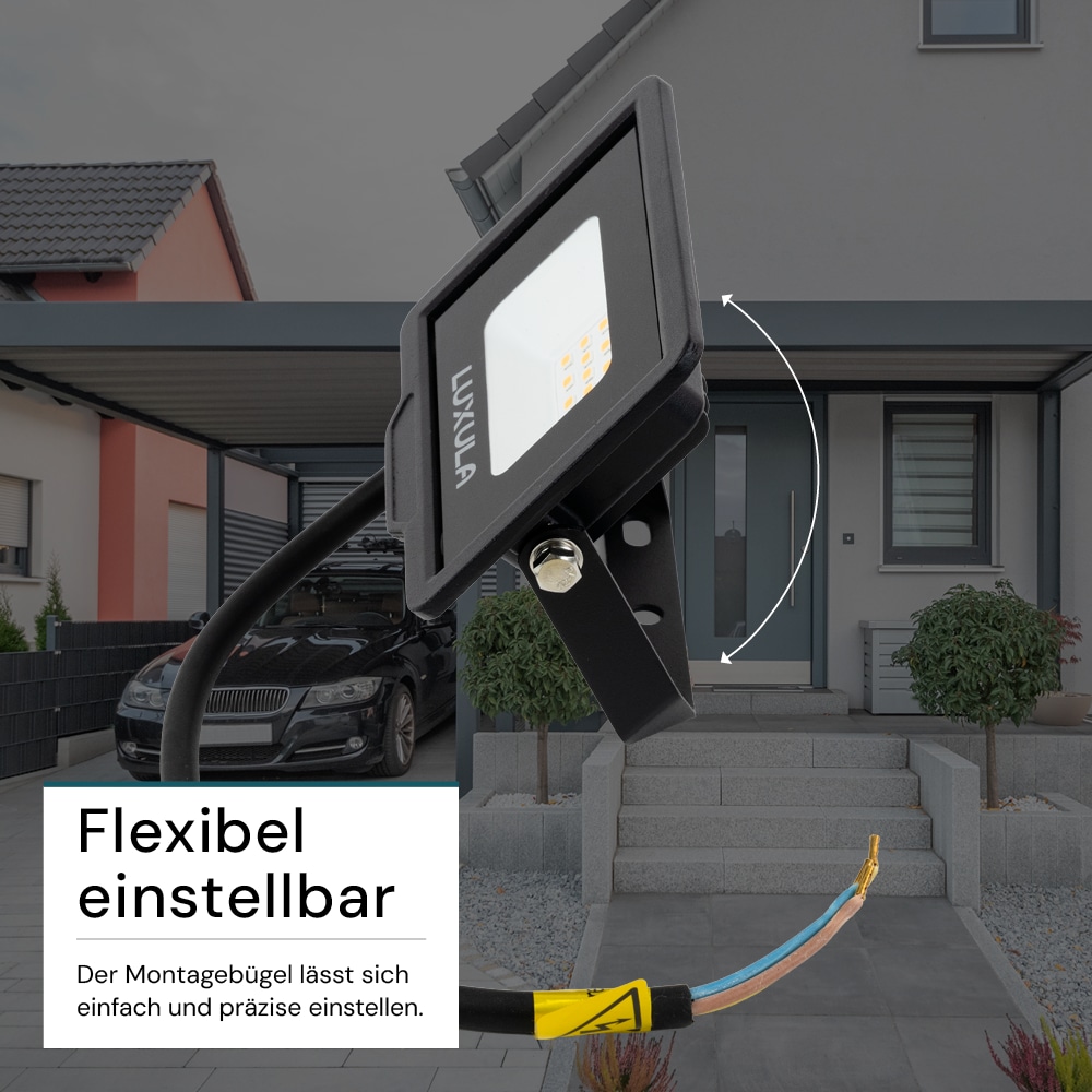 LUXULA LED-Fluter, EEK: F, 10W, 1000lm, 3000K, schwarz