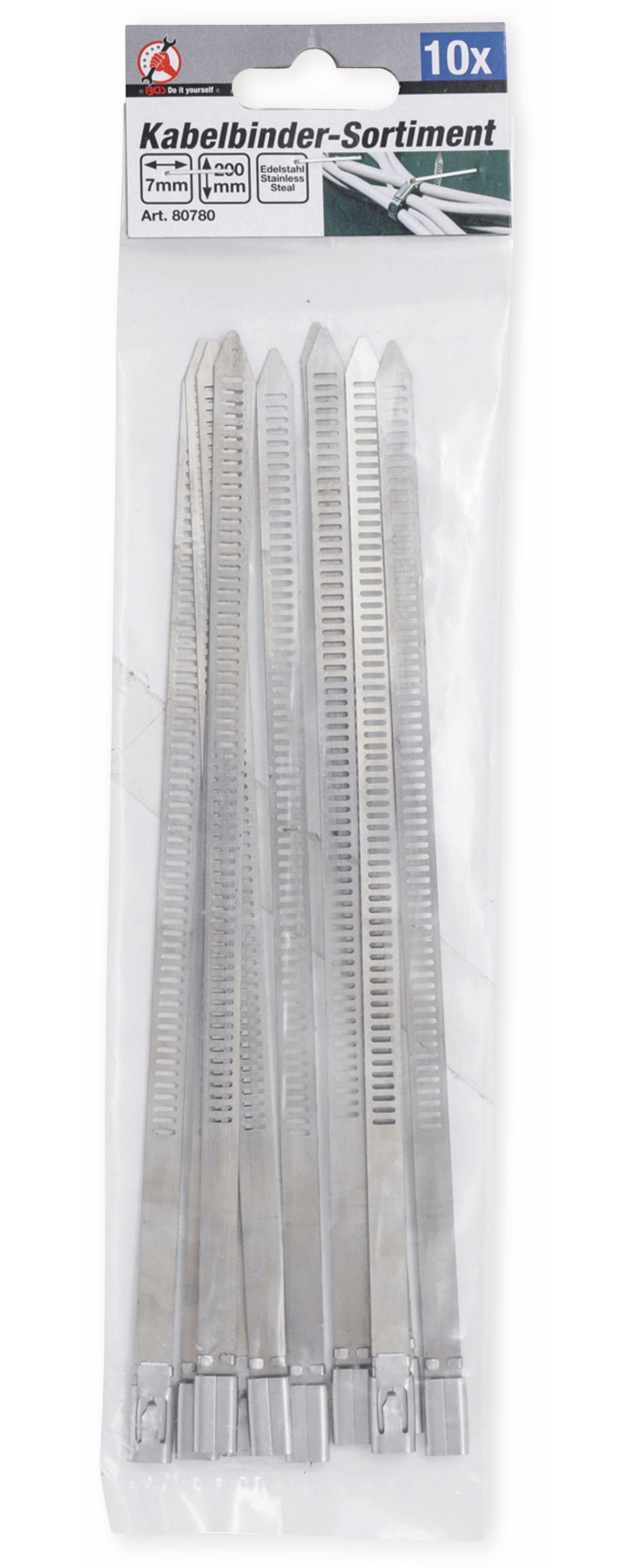 BGS TECHNIC Edelstahl-Kabelbinder 80780, 200 mm, 10 Stück BGS TECHNIC Edelstahl-Kabelbinder 80780, 200 mm, 10 Stück