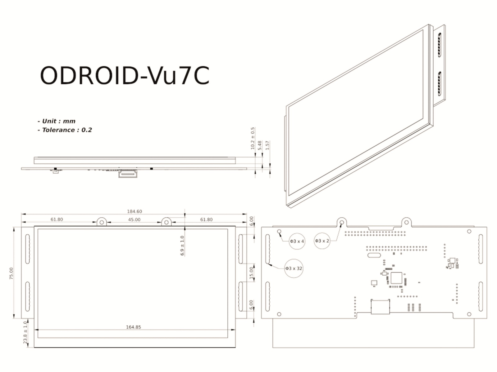 ODROID-VU7C, 17,8 cm (7") Multitouch TFT-Display mit HDMI ODROID-VU7C, 17,8 cm (7") Multitouch TFT-Display mit HDMI