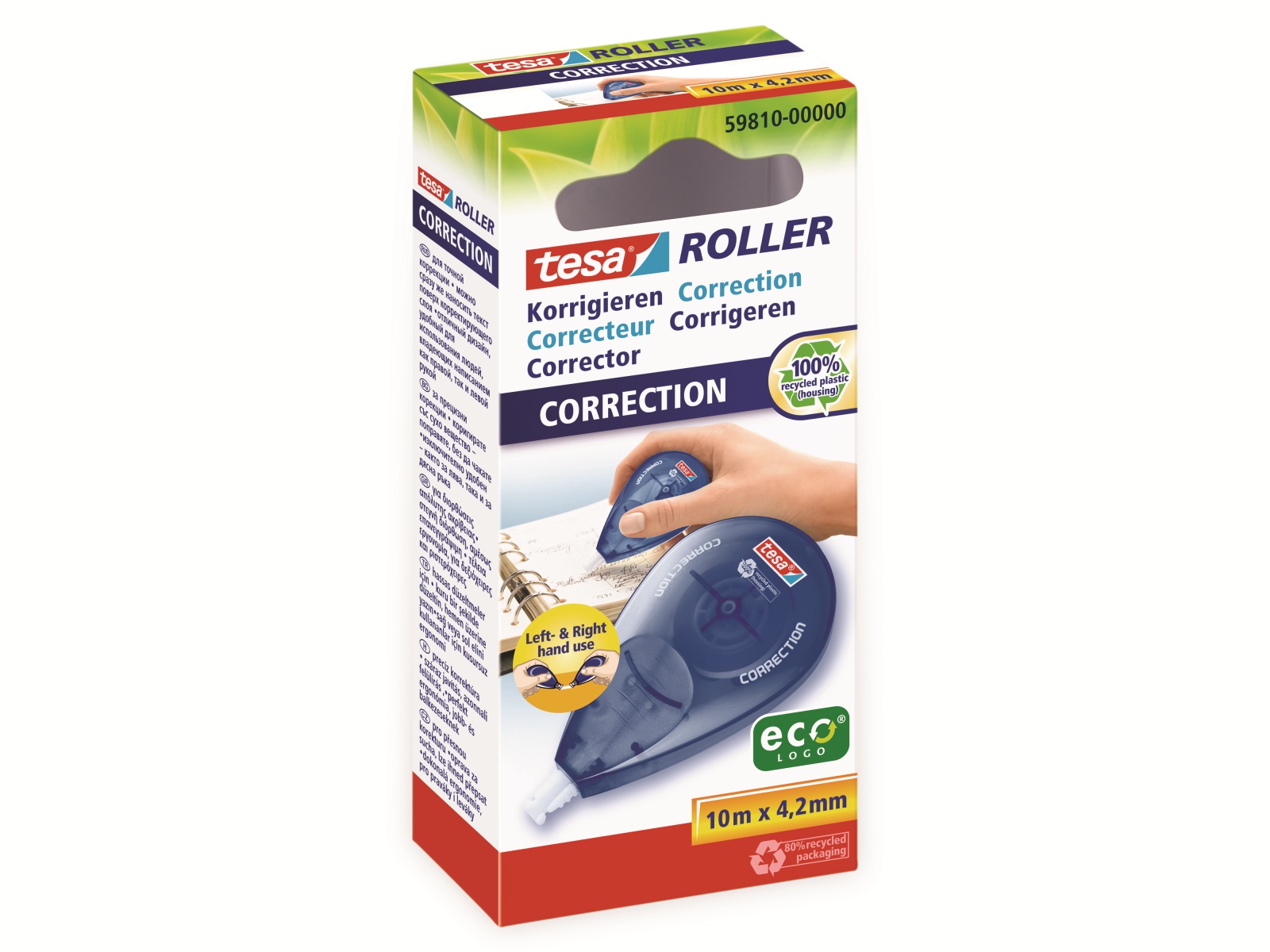 TESA Roller Korrigieren ecoLogo® Seitwärtsroller, 10m:4,2mm, 59810-00000-01 TESA Roller Korrigieren ecoLogo® Seitwärtsroller, 10m:4,2mm, 59810-00000-01