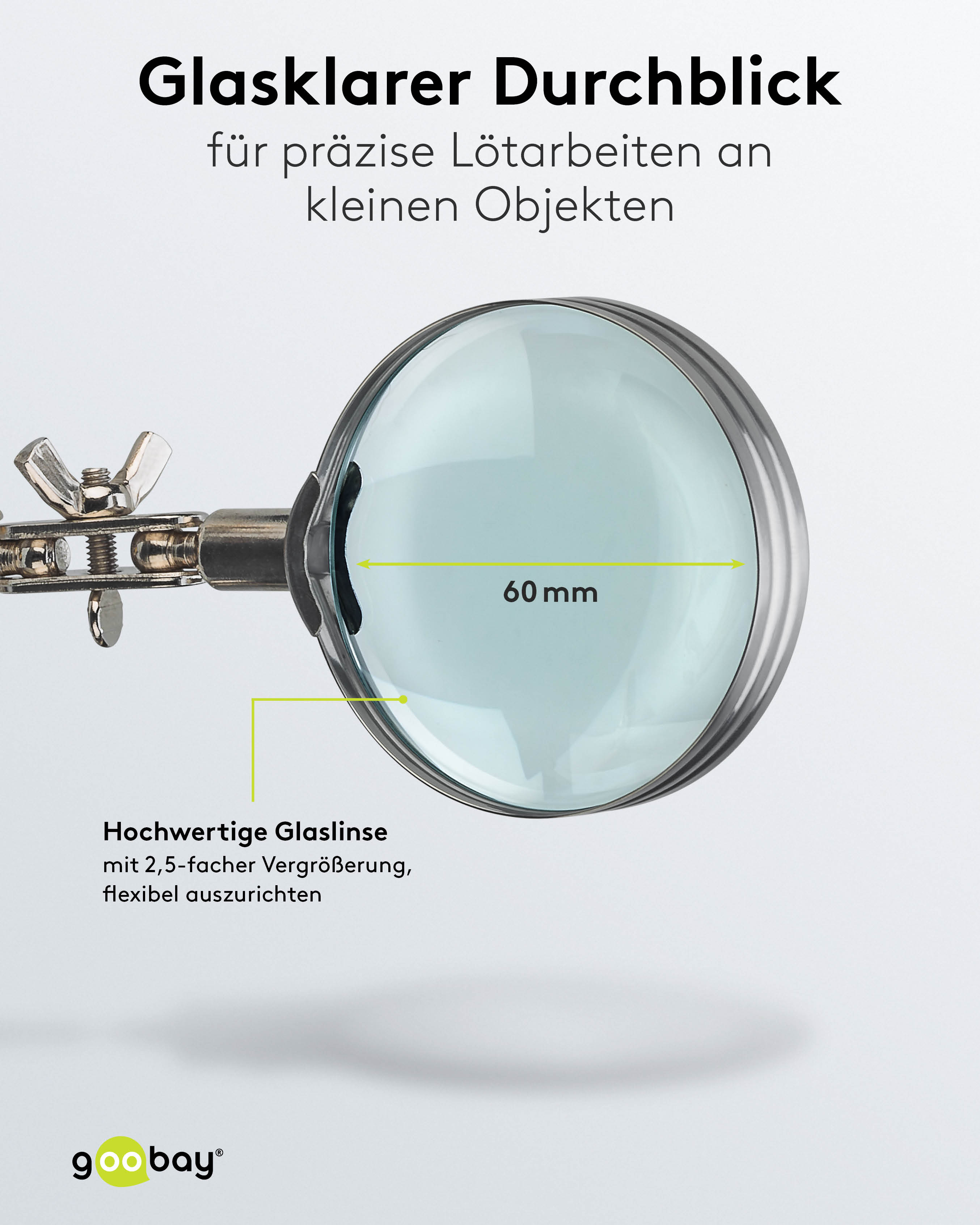 GOOBAY Dritte Hand, 76560, mit Lupe und Lötkolbenständer GOOBAY Dritte Hand, 76560, mit Lupe und Lötkolbenständer