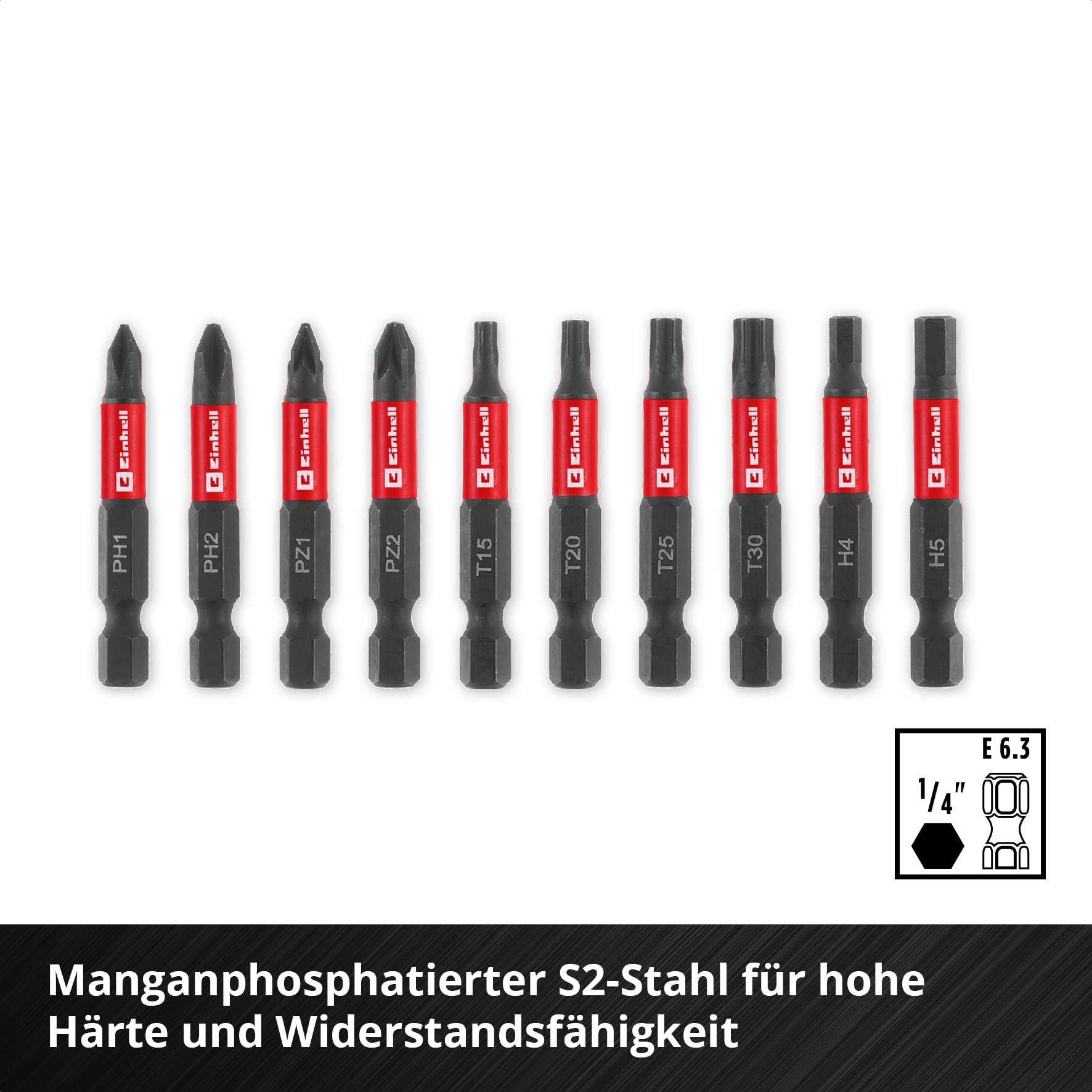 EINHELL Impact-Bit-Set, 118633, Karabiner, 10-teilig EINHELL Impact-Bit-Set, 118633, Karabiner, 10-teilig