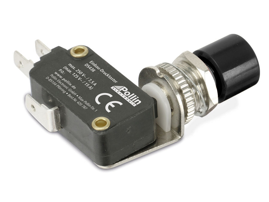 Einbau-Drucktaster DS438, 7,5 A/250 V~, schwarz Einbau-Drucktaster DS438, 7,5 A/250 V~, schwarz