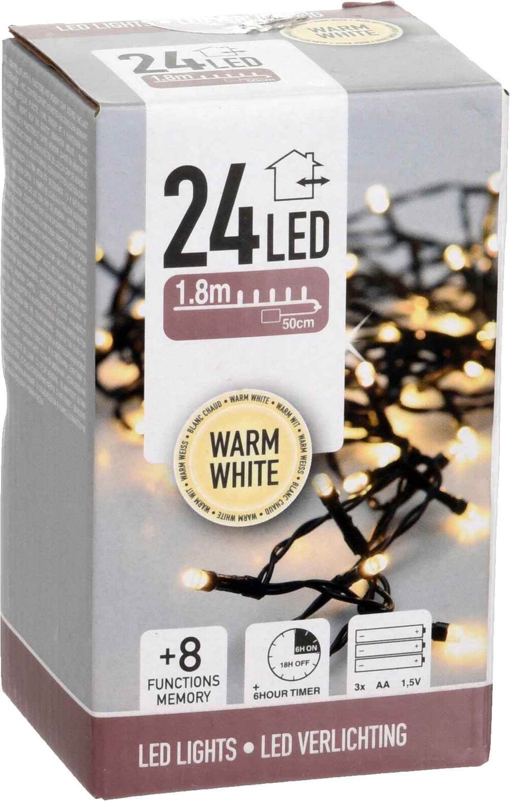 LED-Lichterkette warmweiß, 24 LEDs, Batteriebetrieben, schwarzes Kabel, Innen/Außen, 2,30m KOOPMAN LED-Lichterkette warmweiß, 24 LEDs, Batteriebetrieben, schwarzes Kabel, Innen/Außen, 2,30m