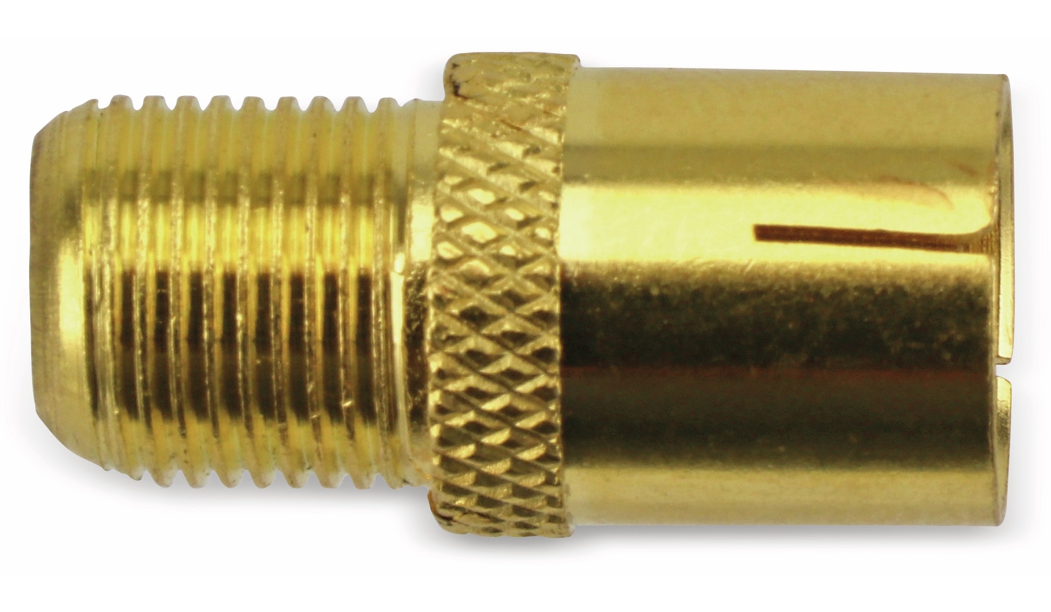 S-IMPULS F-Adapter, Koaxialkupplung/F-Kupplung, vergoldet S-IMPULS F-Adapter, Koaxialkupplung/F-Kupplung, vergoldet