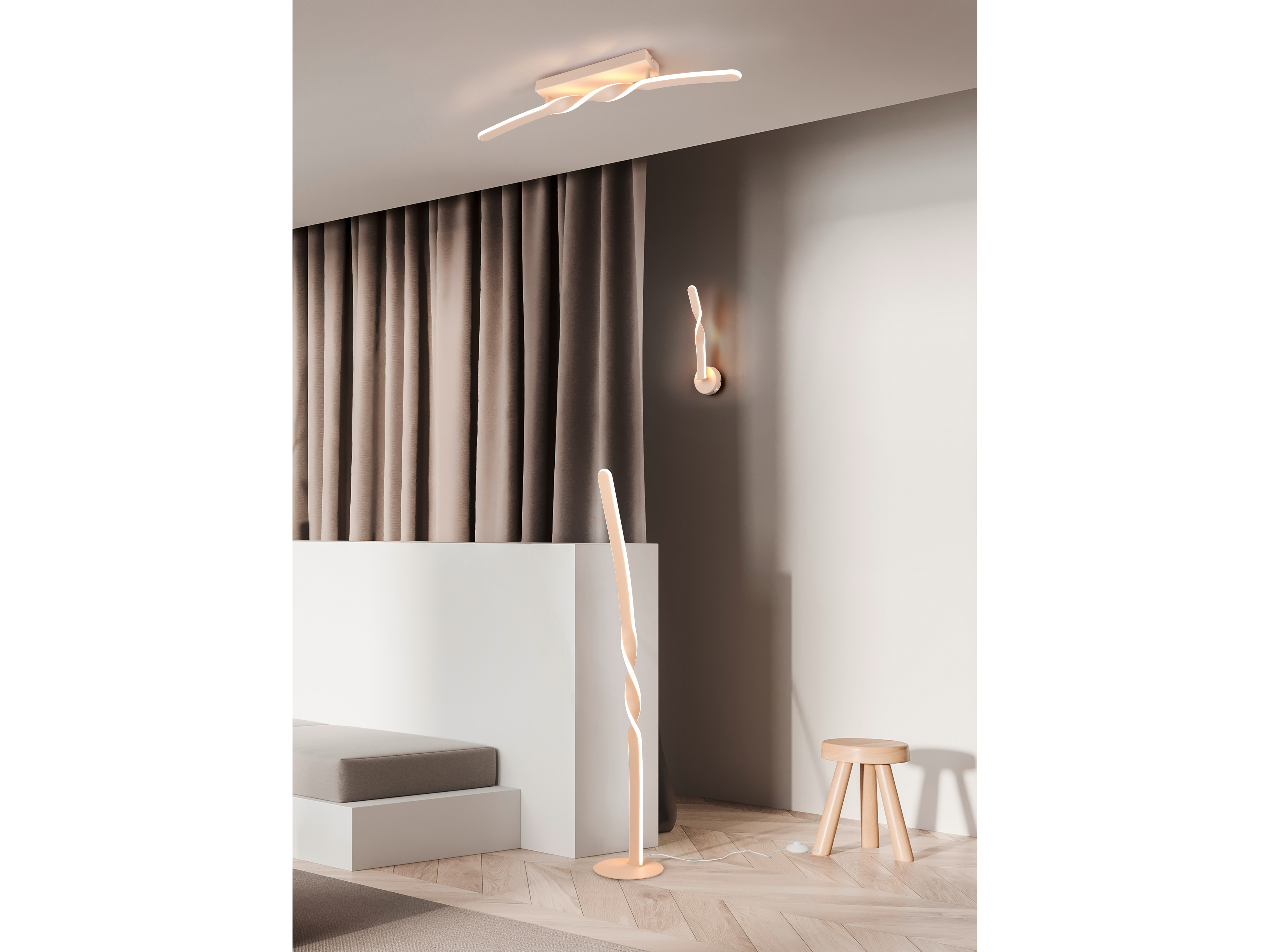 REALITY LED-Wandleuchte Ginko R25791766, 11W, 3000K, 1150lm, warmweiß, IP20, sand
