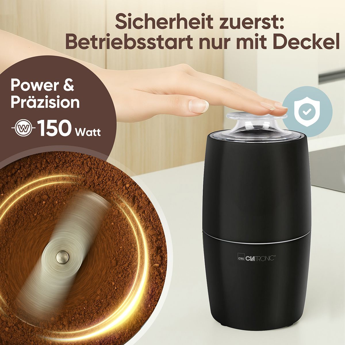 CLATRONIC Kaffeemühle elektrisch, Edelstahl-Schlagmesser, 150 W CLATRONIC Kaffeemühle elektrisch, Edelstahl-Schlagmesser, 150 W