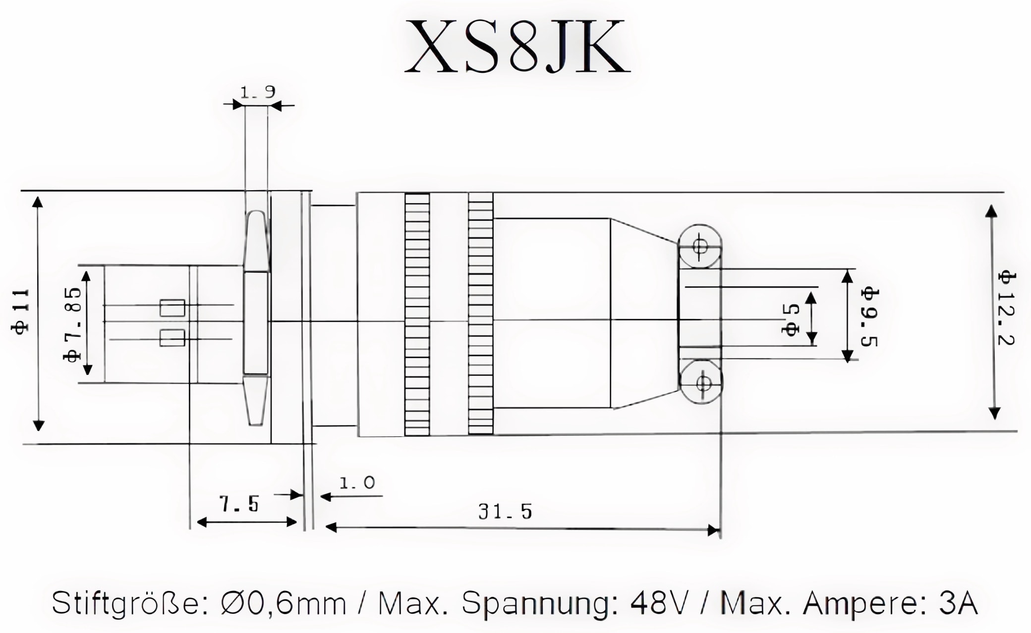 Einbaustecker-Set Ø 8mm 2-Pin mit Federverschluss Einbaustecker-Set Ø 8mm 2-Pin mit Federverschluss