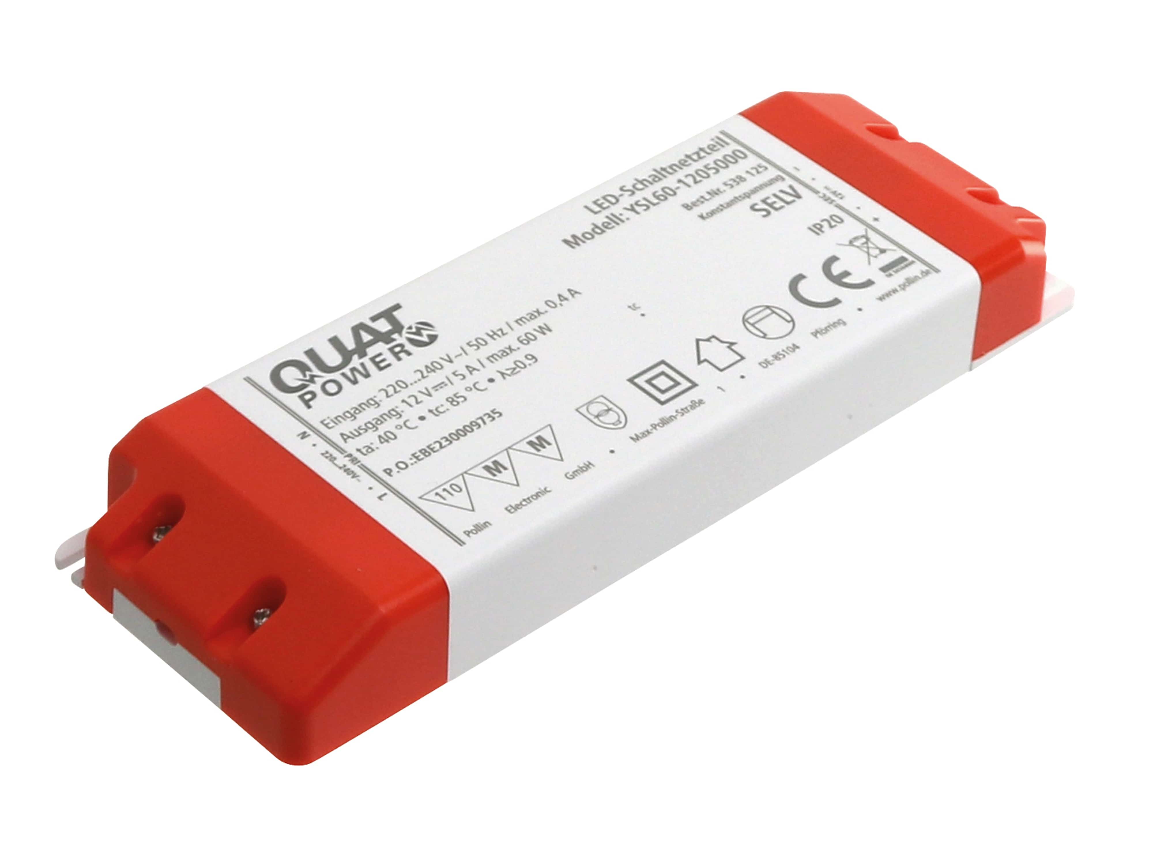 QUATPOWER LED-Schaltnetzteil YSL60-1205000, 12 V-, 60 W QUATPOWER LED-Schaltnetzteil YSL60-1205000, 12 V-, 60 W