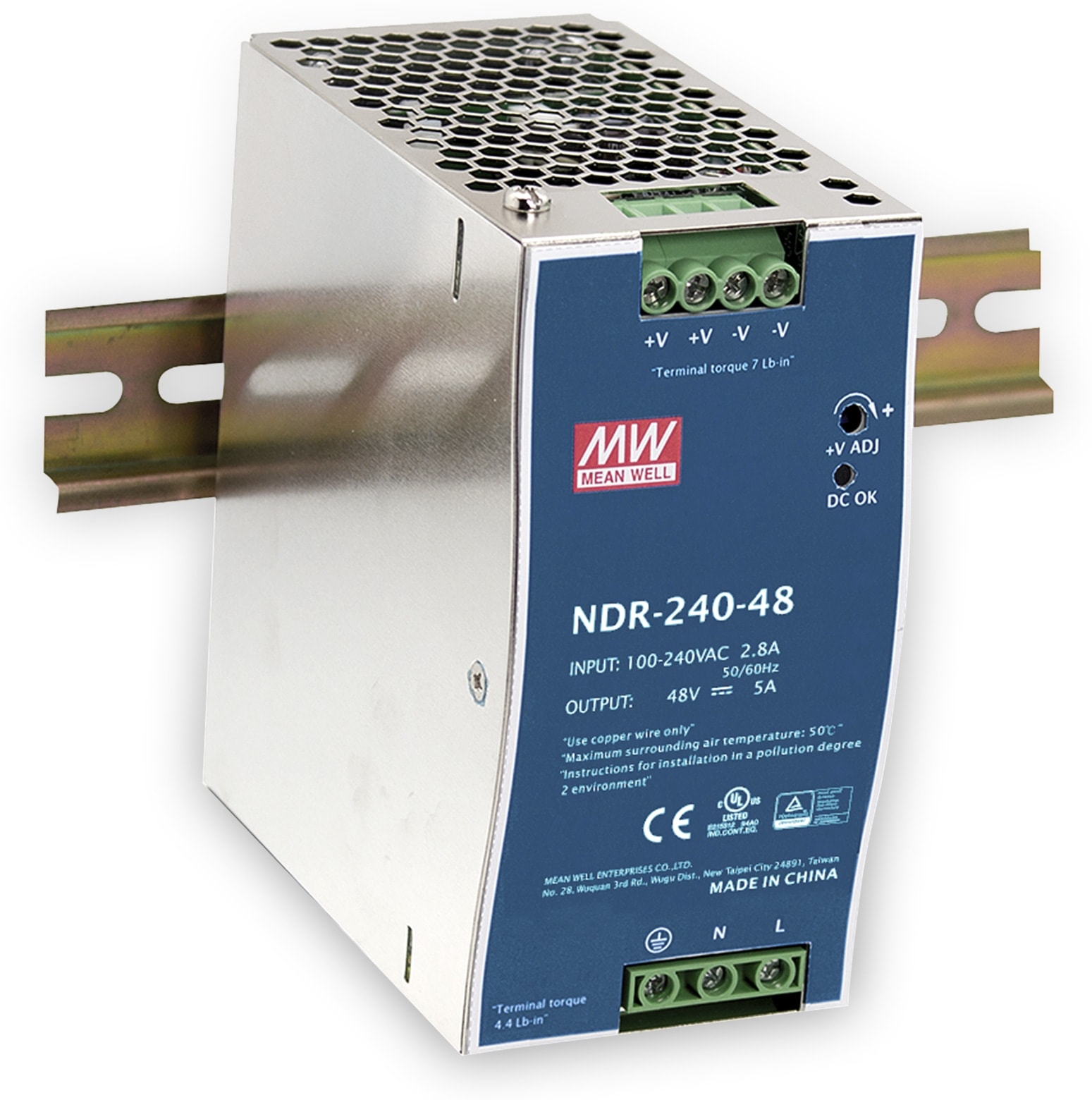 MEAN WELL Schaltnetzteil NDR-240-48, 48 V-/5 A MEAN WELL Schaltnetzteil NDR-240-48, 48 V-/5 A