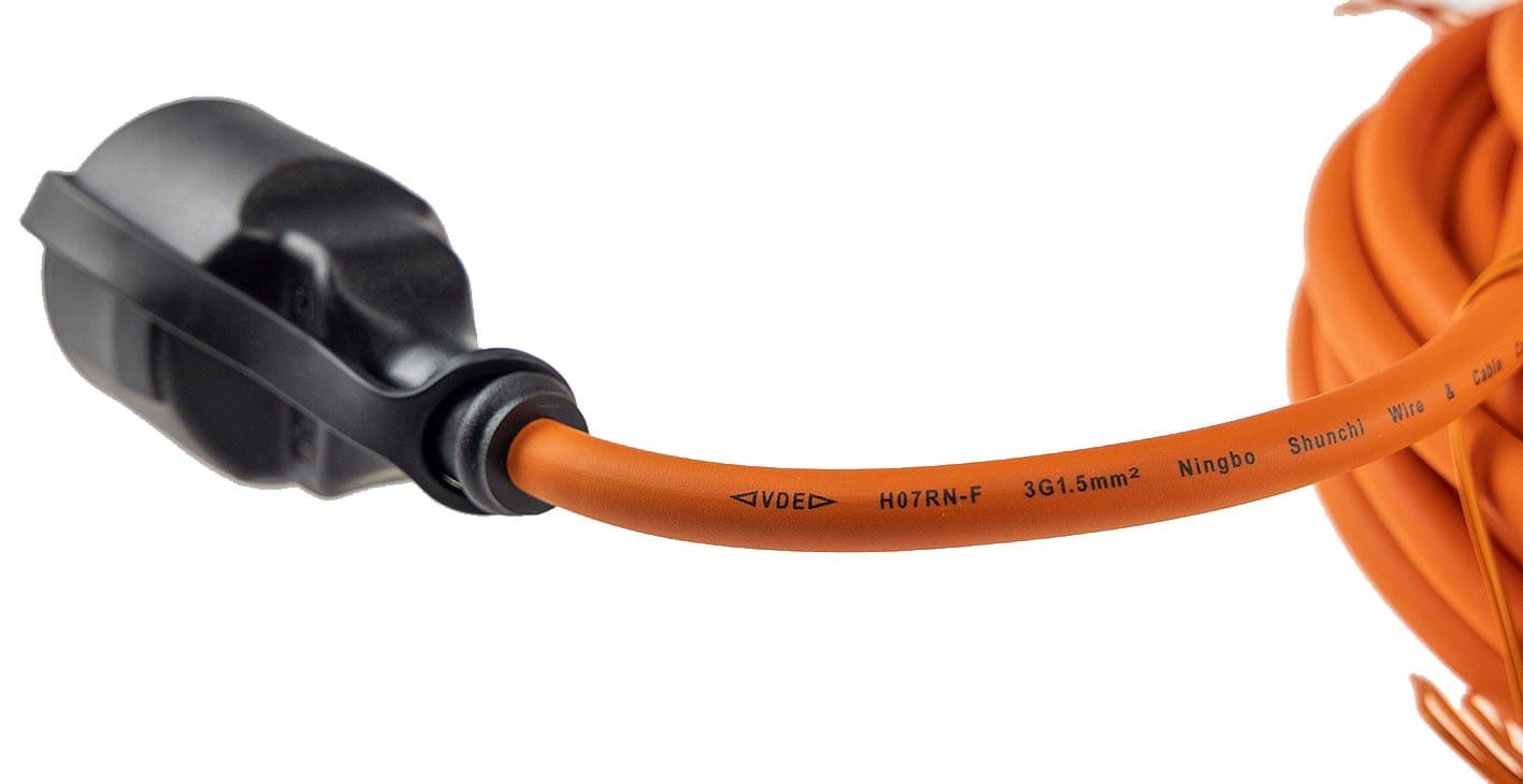 CHILITEC Gummi Schutzkontaktverlängerung, IP44, 5 m, orange CHILITEC Gummi Schutzkontaktverlängerung, IP44, 5 m, orange
