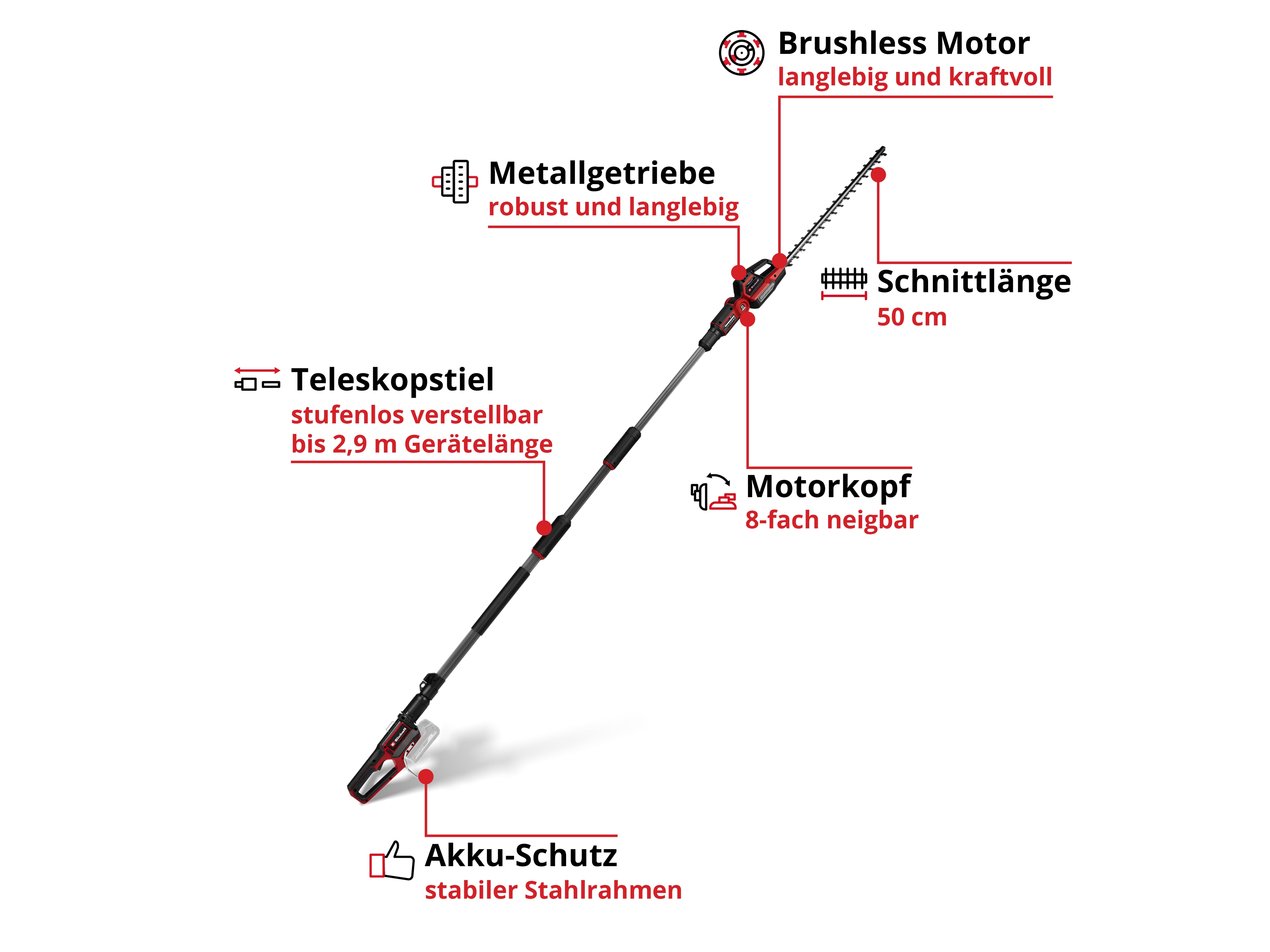EINHELL PROFESSIONAL Akku-Teleskop-Heckenschere GP-HH 18/50 Li T BL, Solo EINHELL PROFESSIONAL Akku-Teleskop-Heckenschere GP-HH 18/50 Li T BL, 3410972, Solo