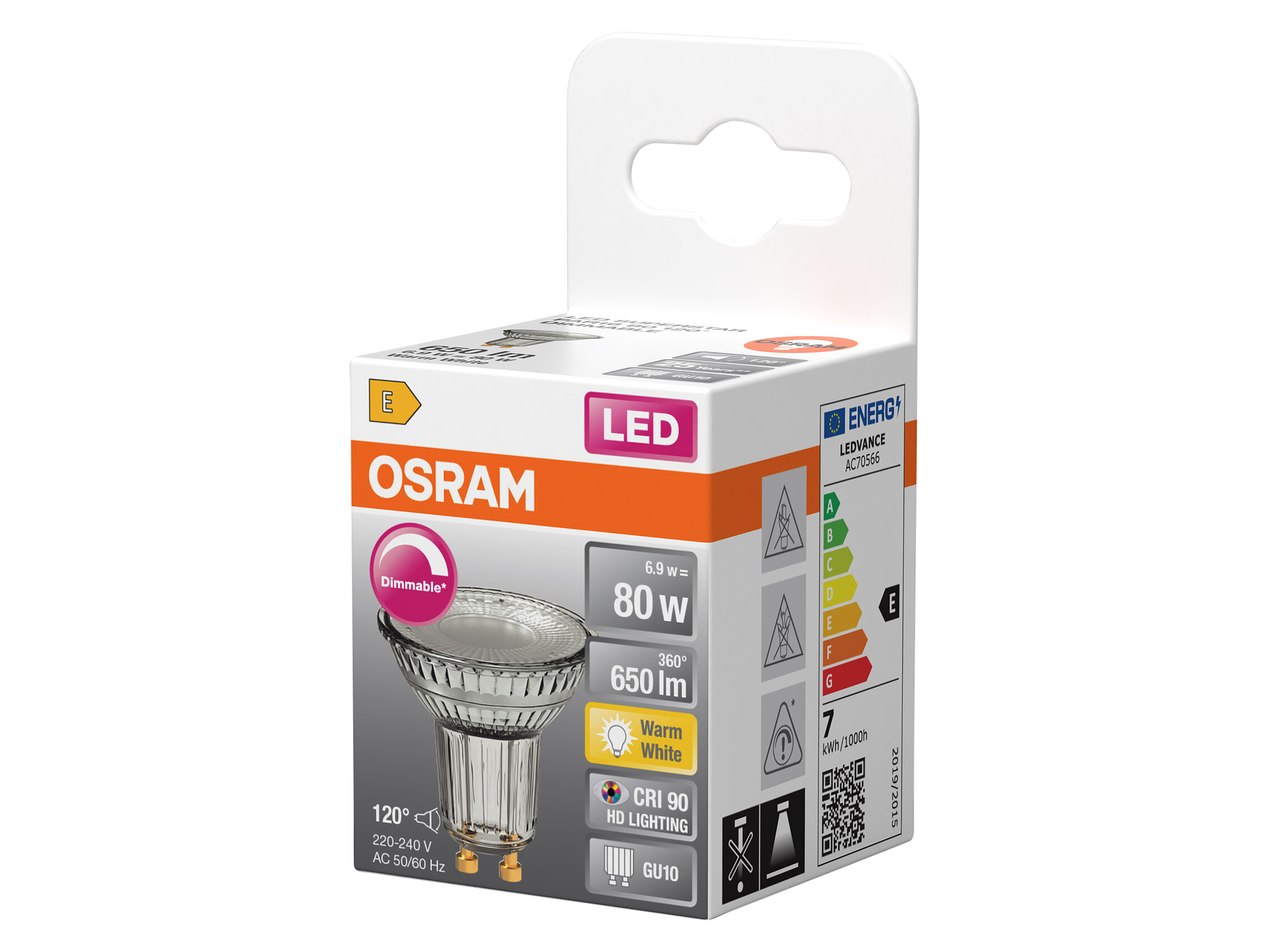 OSRAM LED-Lampe SUPERSTAR, dimmbar, GU10, 6,9W, 2700K, EEK: E, 650lm, IP20, warmweiß OSRAM LED-Lampe SUPERSTAR, dimmbar, GU10, 6,9W, 2700K, EEK: E, 650lm, IP20, warmweiß