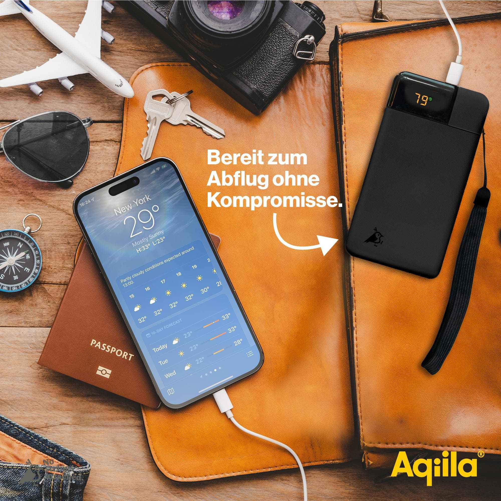 AQIILA Powerbank Powerbird B10, 20 W, 10.000mAh, 1x USB-A, 2x USB-C, schwarz AQIILA Powerbank Powerbird B10, 20 W, 10.000mAh, 1x USB-A, 2x USB-C, schwarz