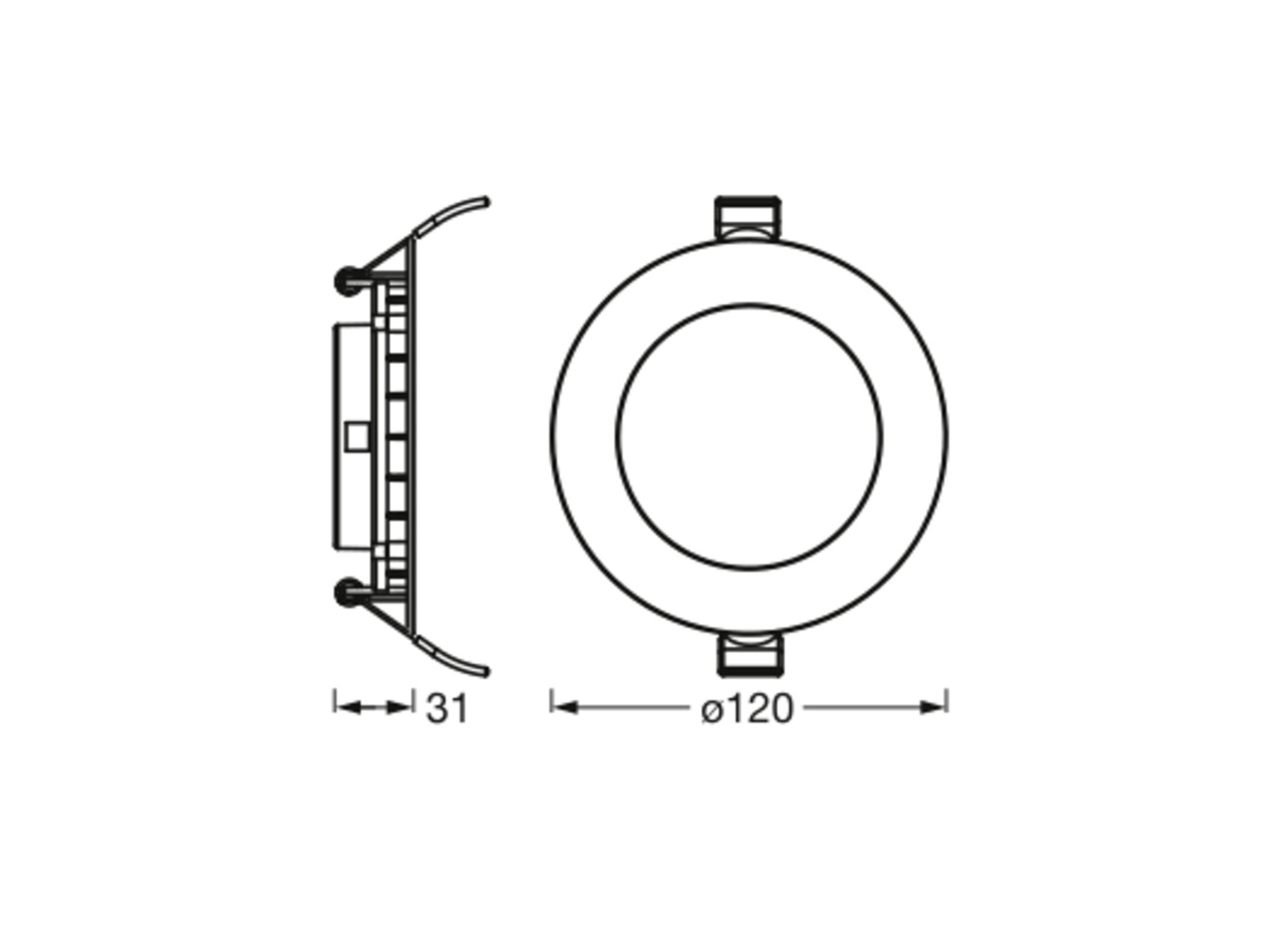 OSRAM LED-Einbauleuchte ultra slim, 8W, 550lm, 3000K, IP20, warmweiß, Ø 120 mm, 3 Stück