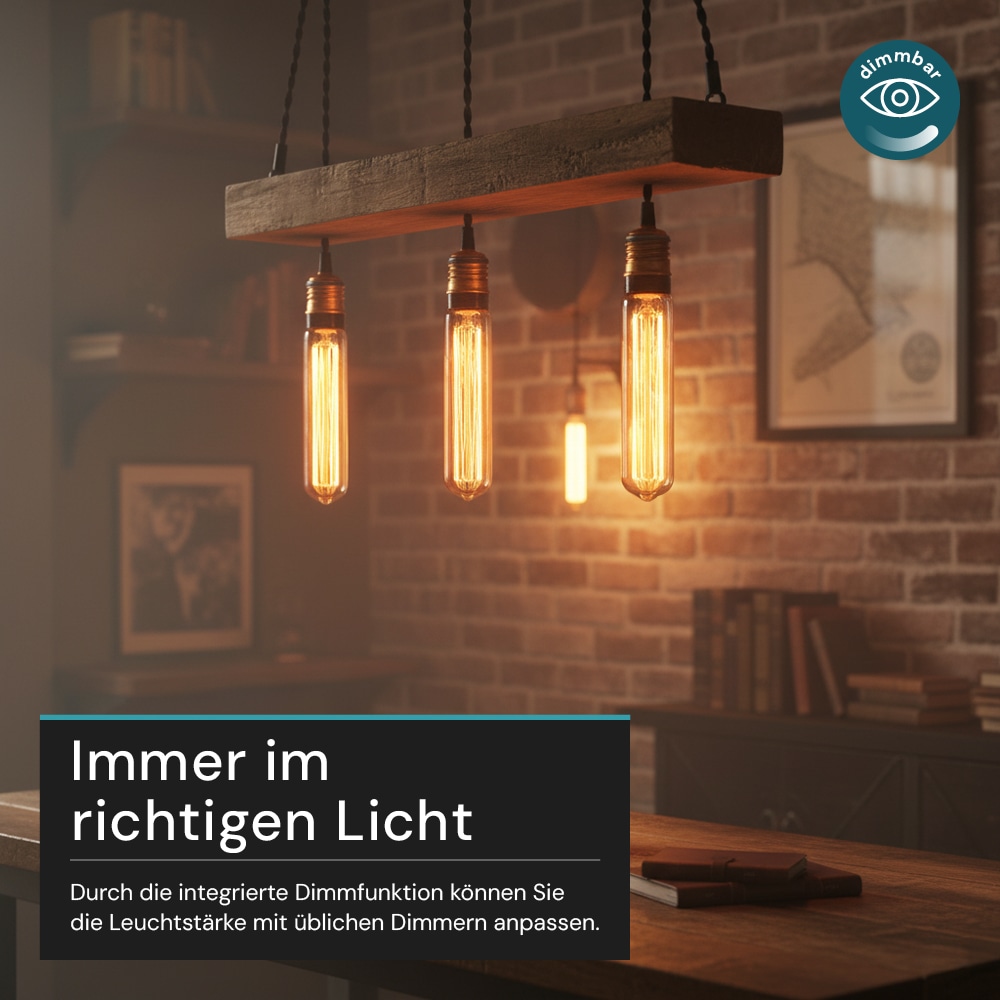 LUXULA LED-Filament-Lampe, Vintage Stab, E27, 2,3W, 65lm, 1800K