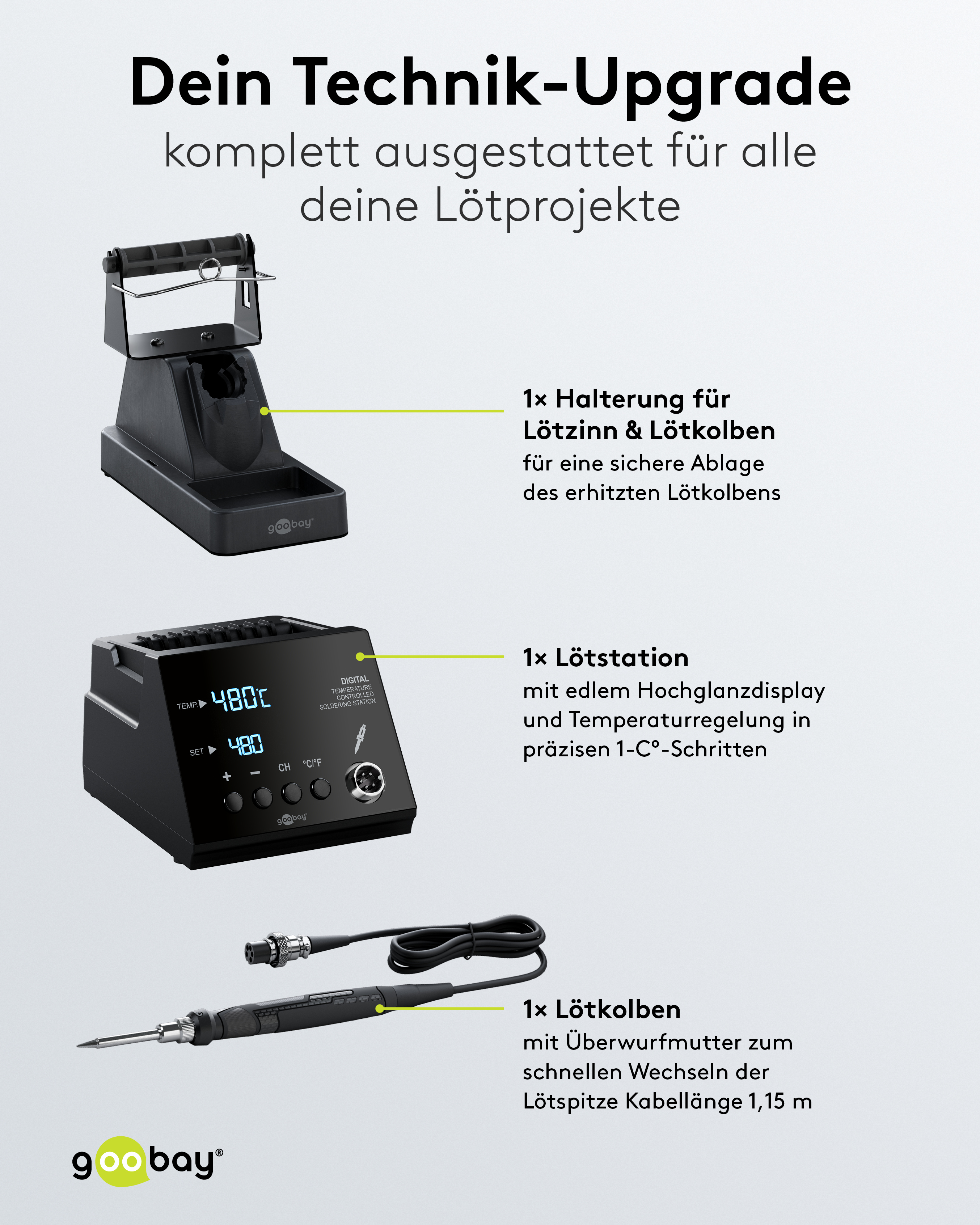 GOOBAY Digitale Lötstation, 78624, 70 W, 480 °C GOOBAY Digitale Lötstation, 78624, 70 W, 480 °C