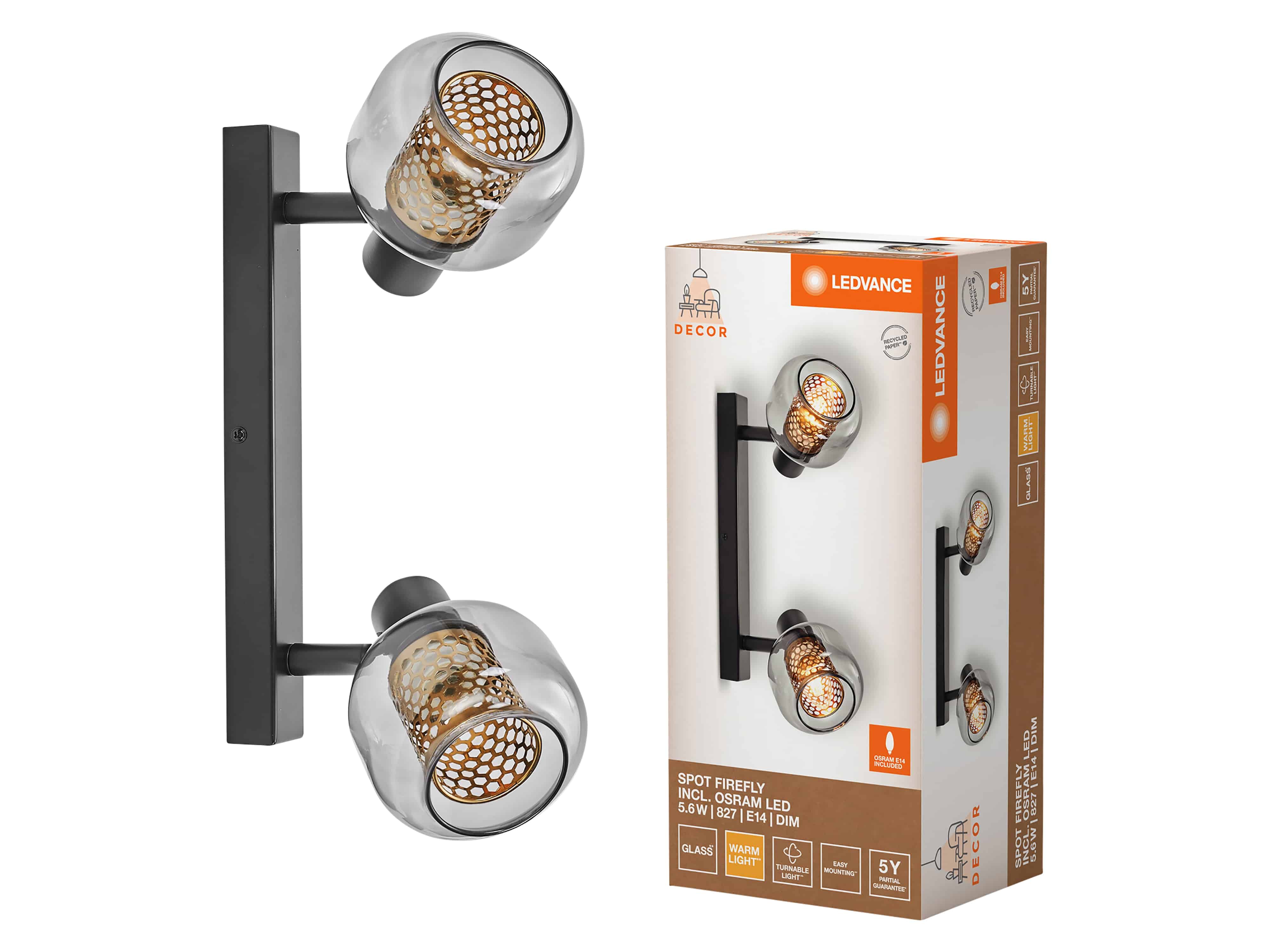 LEDVANCE LED-Deckenleuchte 4058075838031, 2 x E14, 5,6W, 500lm, 2700K, schwarz LEDVANCE LED-Deckenleuchte 4058075838031, 2 x E14, 5,6W, 500lm, 2700K, schwarz